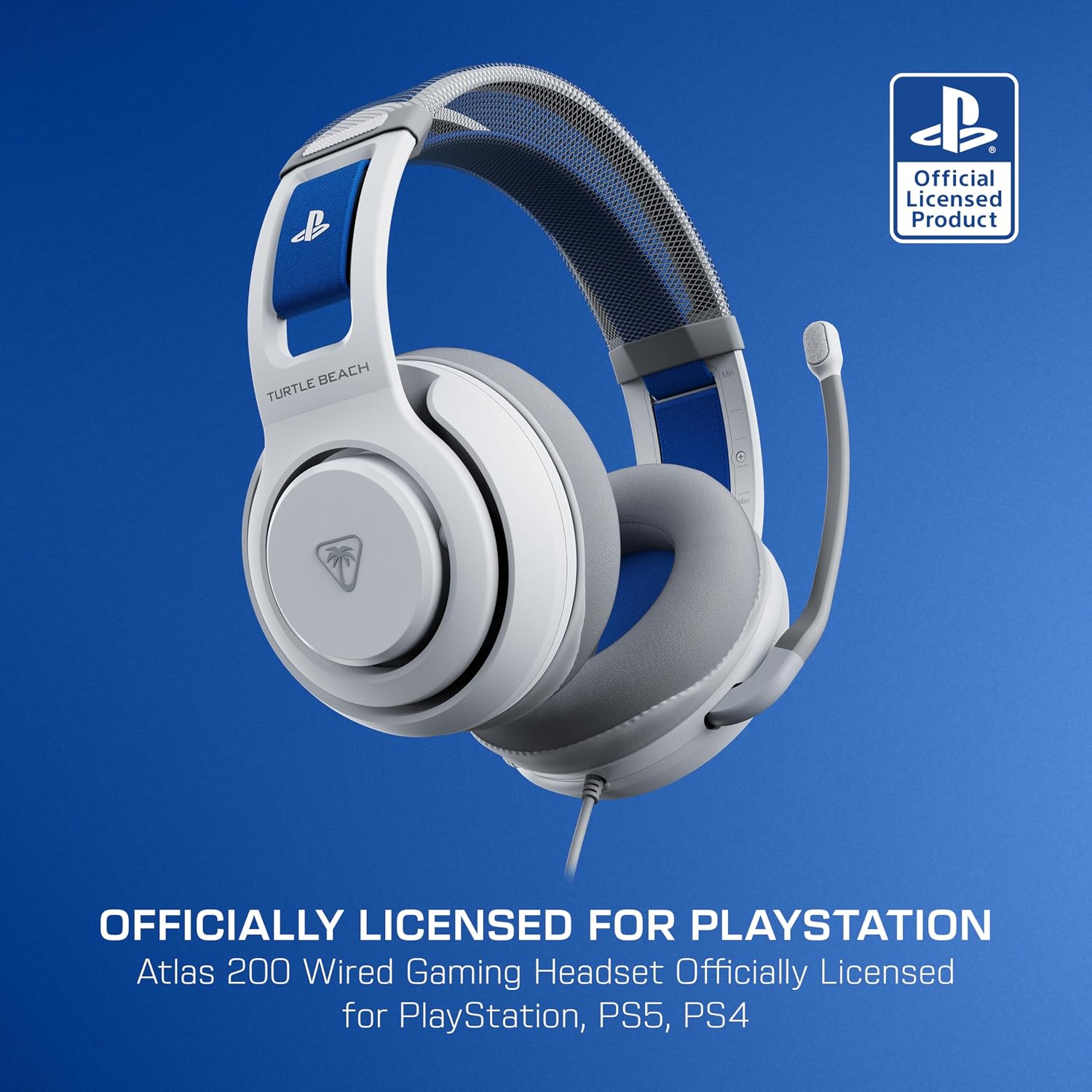 Detalle 2 de Turtle Beach Atlas 200 Blanc sous licence PlayStation : casque gaming filaire avec transducteurs Nanoclear 50 mm