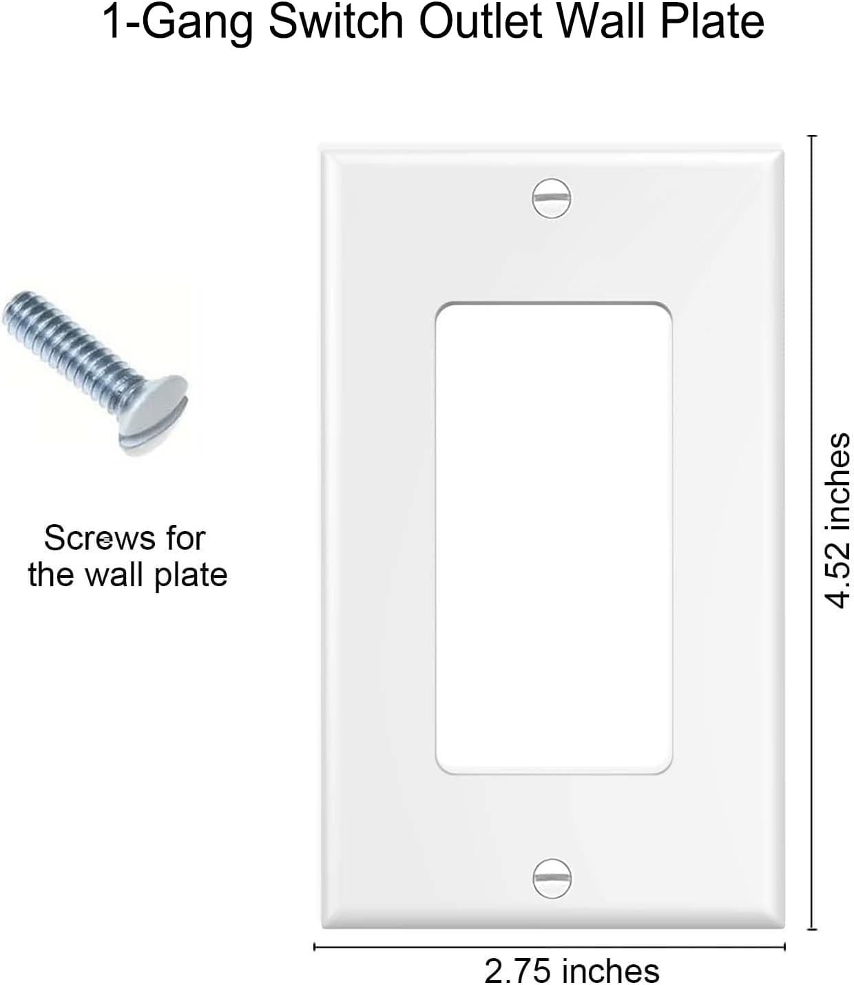 Detalle de ZEFTV 1-Gang Decorator Wall Plates, White Polycarbonate, 4-Pack