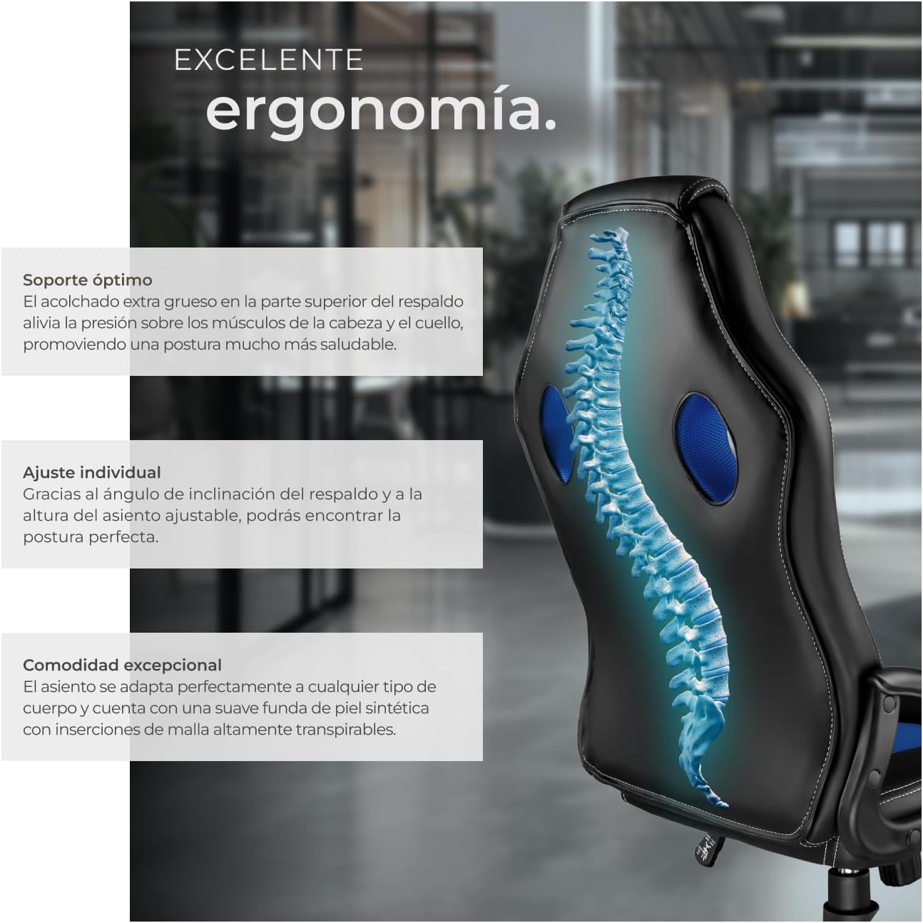 Thumbnail 5 de tectake Silla Gamer Ergonómica ajustable