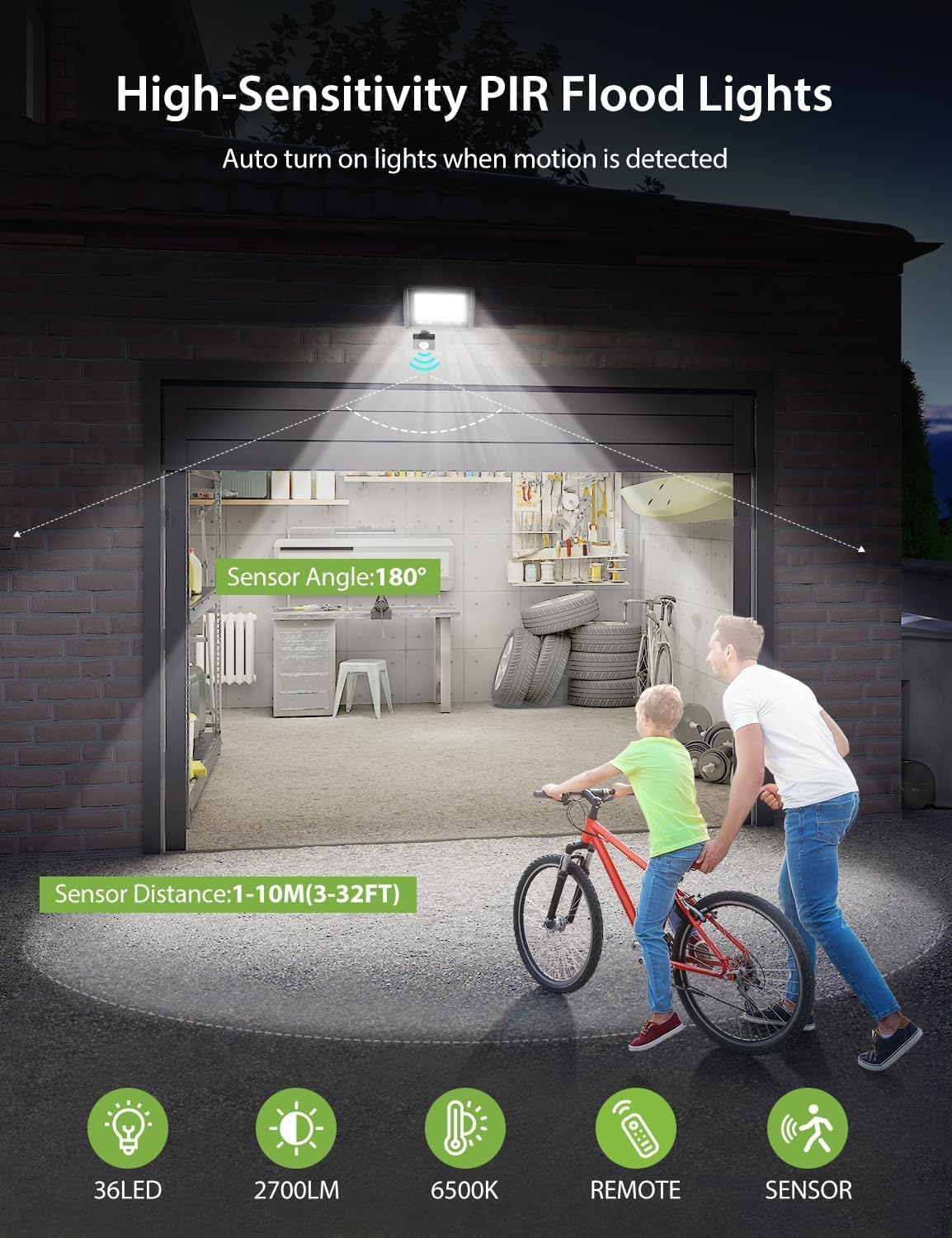 Detalle 2 de 30W PIR security flood light with remote