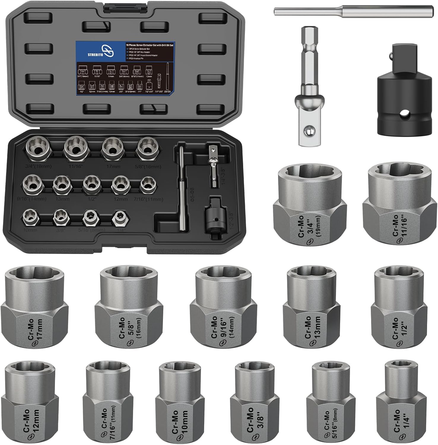 Detalle de STREBITO Bolt Extractor Kit, Cr-Mo Steel