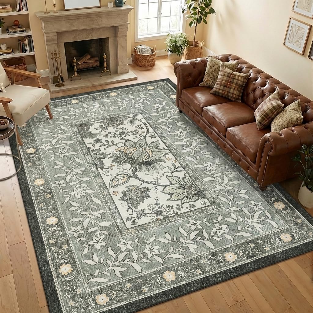 Detalle de GarveeHome Area Rug, 6' x 8' Rectangular Faux-Wool Tufted Rug