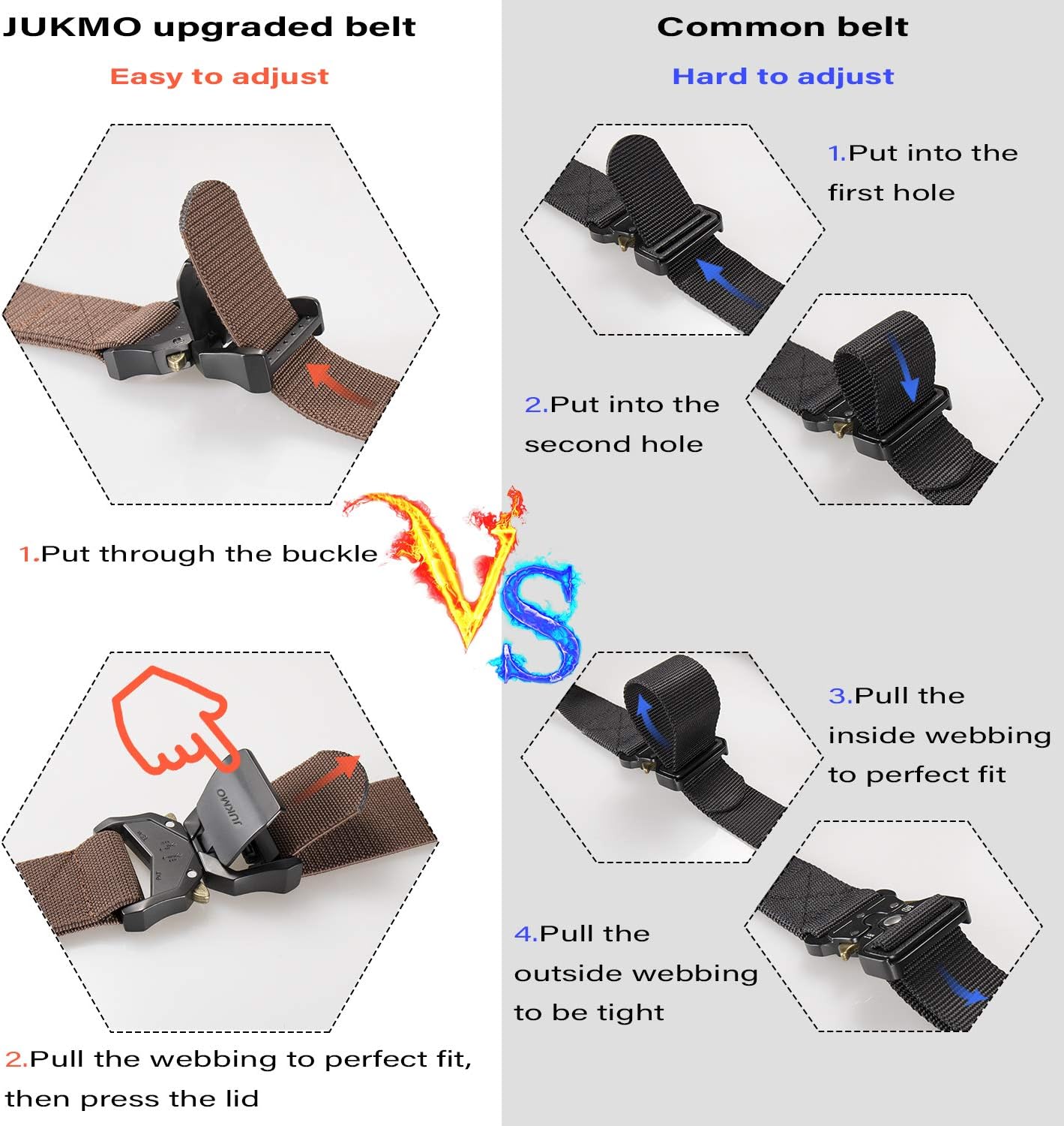 Thumbnail 2 de JUKMO Tactical Belt, 1.5-Inch Stretch Nylon Webbing with Aluminum Quick-Release Buckle