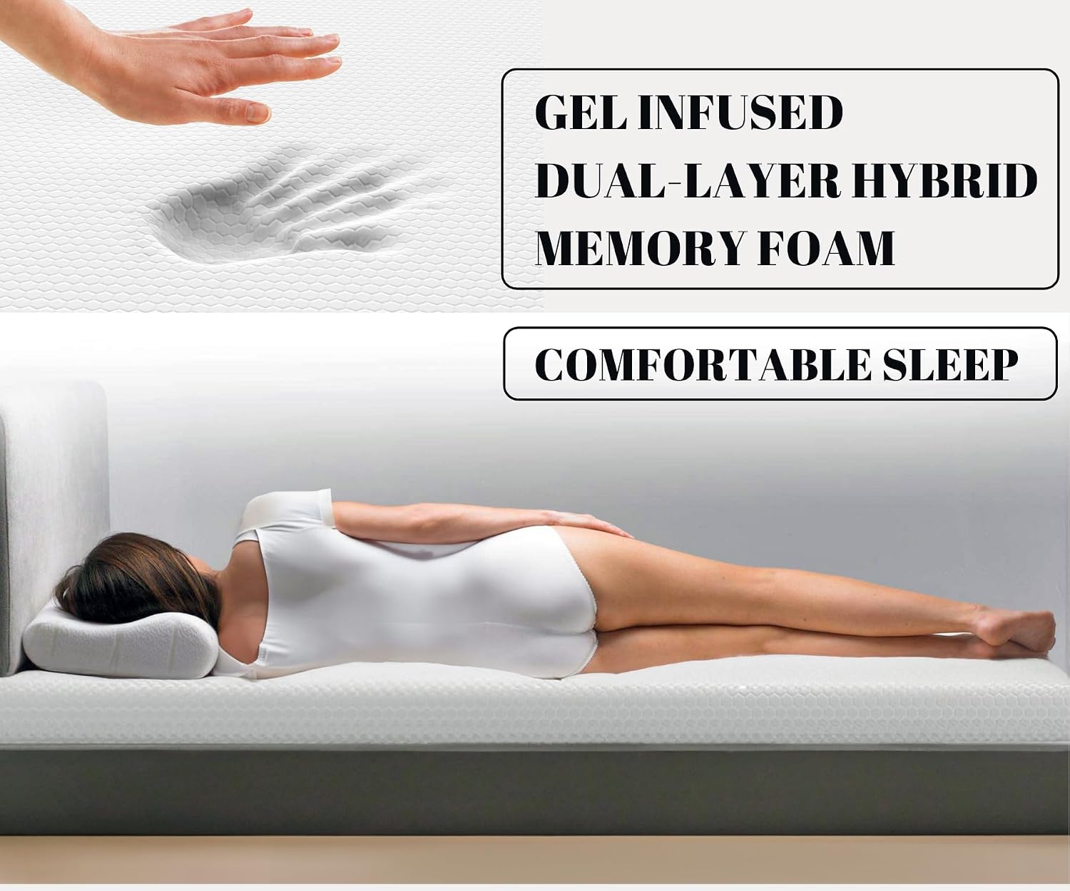 Thumbnail 1 de Sleepy Owl 4 Inch Memory Foam Mattress Topper for King Beds (150x200 cm) with Gel-Infused Dual-Layer Support