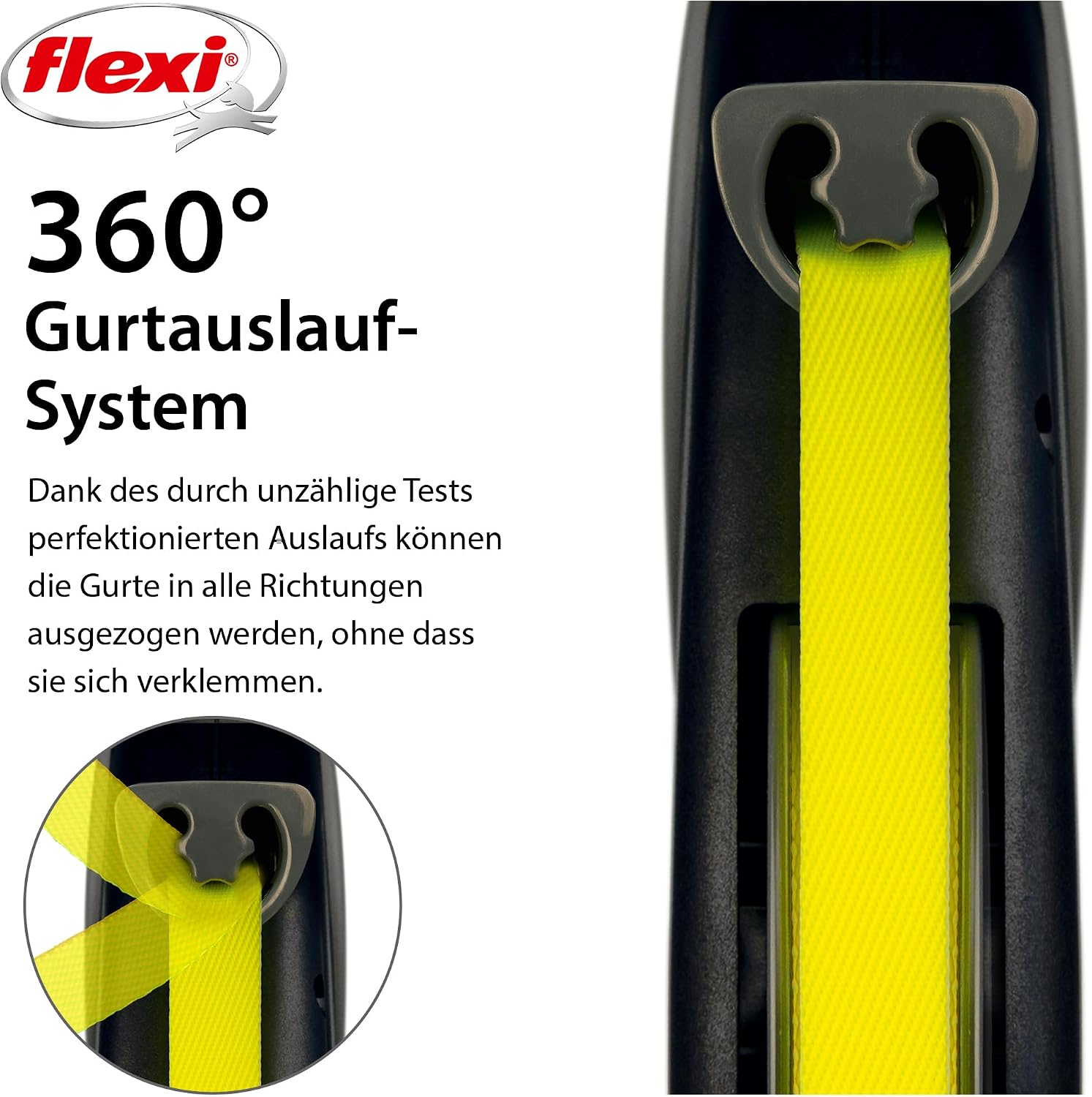 Detalle de flexi Giant L Hundeleine, 8 m Gurt – schwarz/neon-gelb