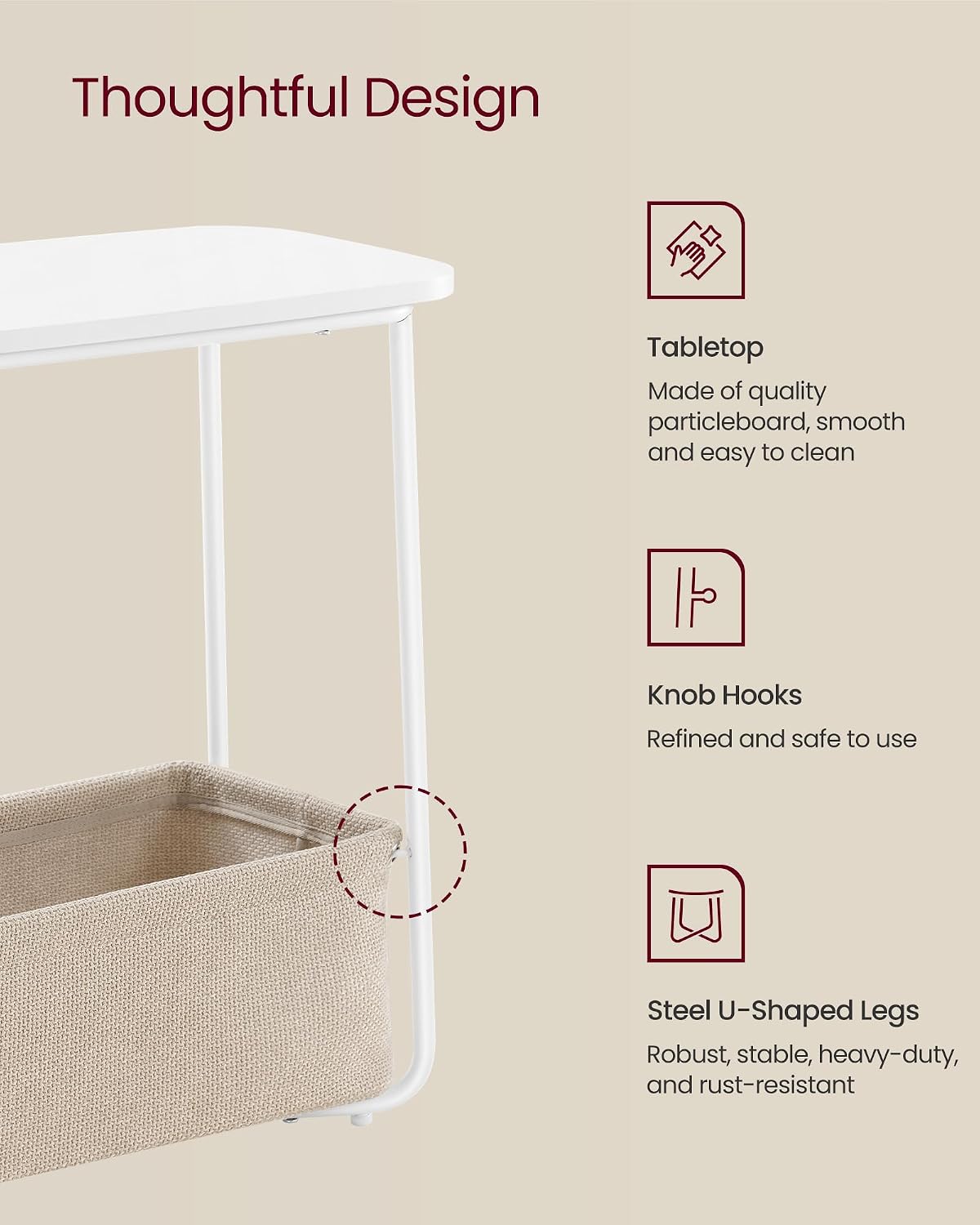 Detalle 1 de VASAGLE Side Table ULET230W10