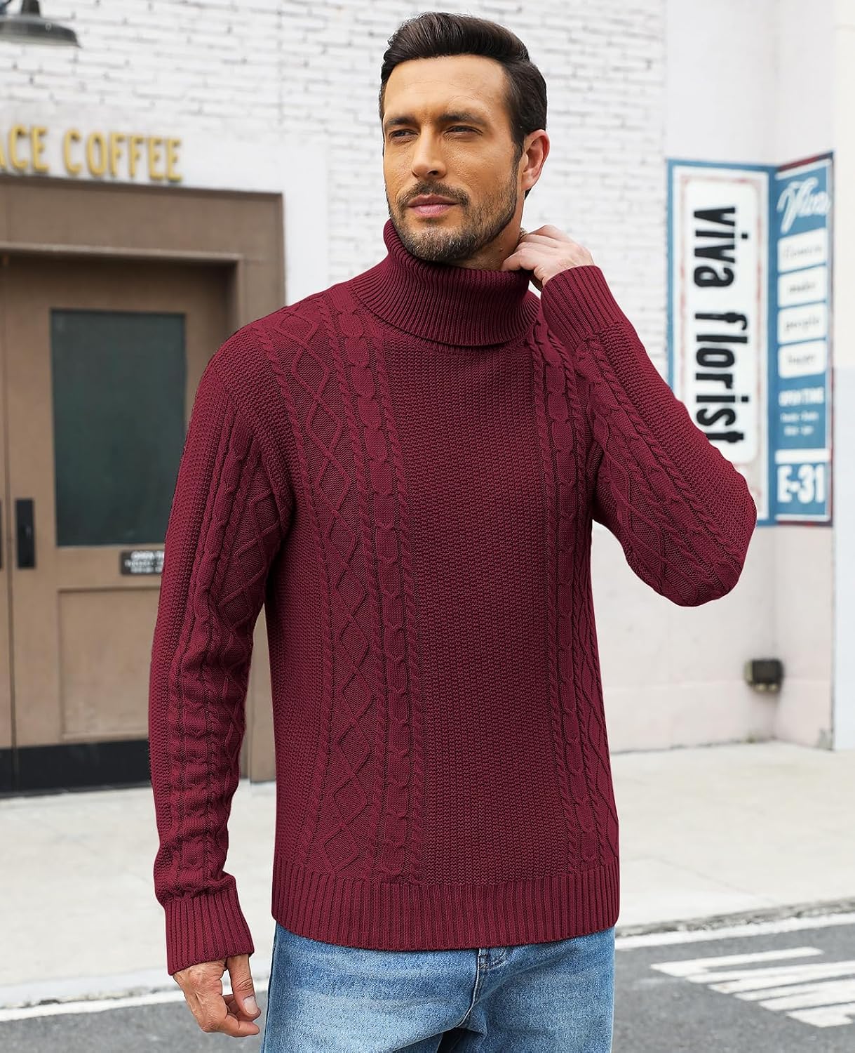 Detalle de Zetieny Herren Rollkragenpullover – Slim Fit Feinstrick mit Rollkragen, Langarm