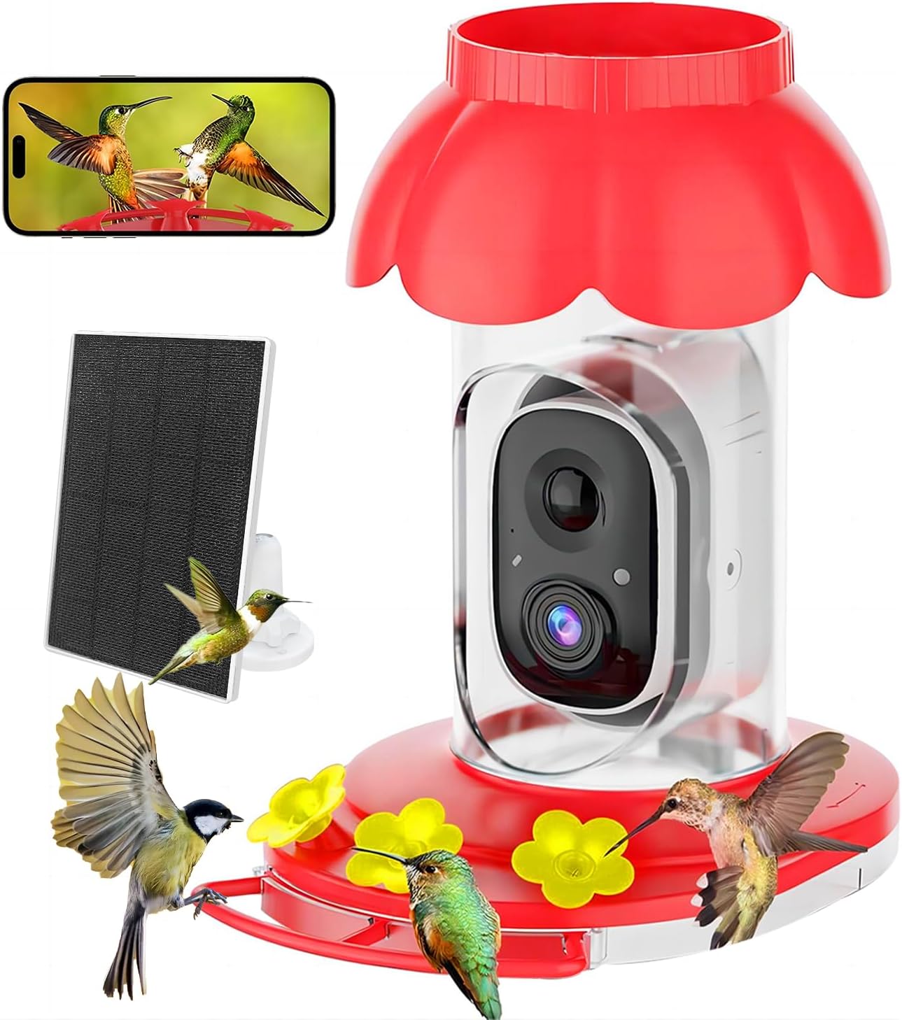 Detalle de Hummingbird Feeder with Camera: Solar-Powered Smart Feeder with AI ID