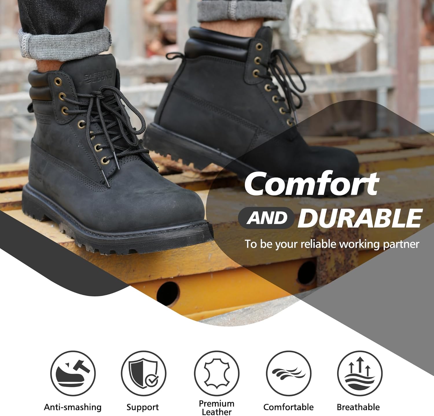 Thumbnail 3 de Safety Loong 6-Inch Steel Toe Boots ⚙️
