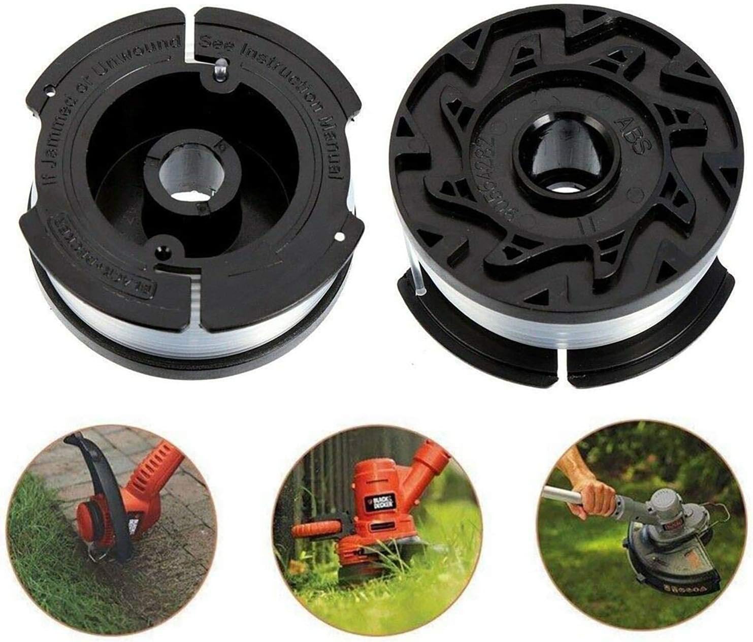 Detalle 2 de Eyoloty A6481/A6485 Vollautomatische Einzelfadenspule – kompatibel mit Black+Decker GL-/GLC-Modellen (10 m, Ø 1,65 mm, 8 Spulen + 2 Kappen)