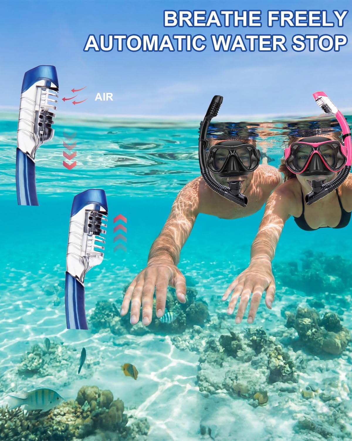 Thumbnail 4 de Dry-Top Snorkel Mask Set with Dry Snorkel – 180° Panoramic View for Adults, Teens & Kids