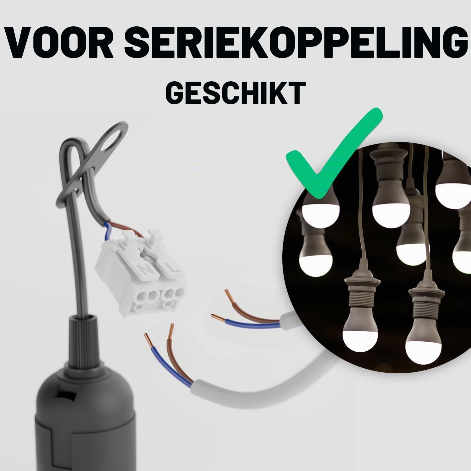 Detalle 2 de greate 505003 E27-fitting, set van 3 met snelkoppeling en trekontlasting