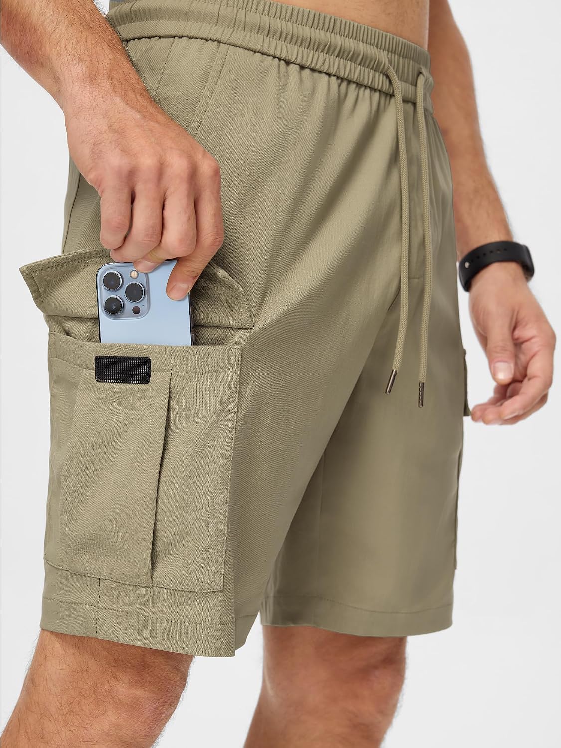 Thumbnail 1 de JMIERR Men's Casual Stretch Cargo Shorts with Drawstring Elastic Waist and Multi Pockets