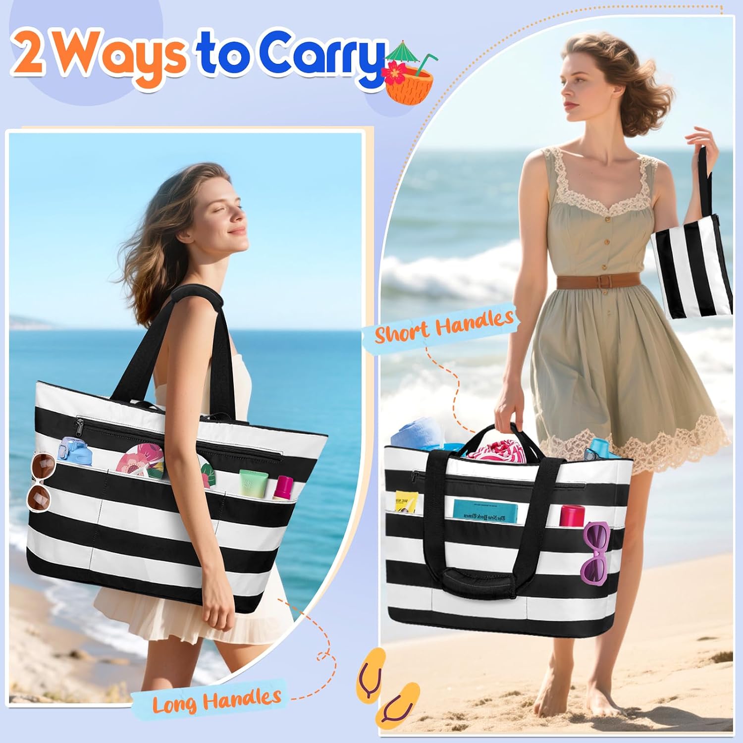 Detalle de BTNEEU Borsa Mare Donna XXL 50L Impermeabile: Tote Mare grande con 14 tasche, resistente e pieghevole