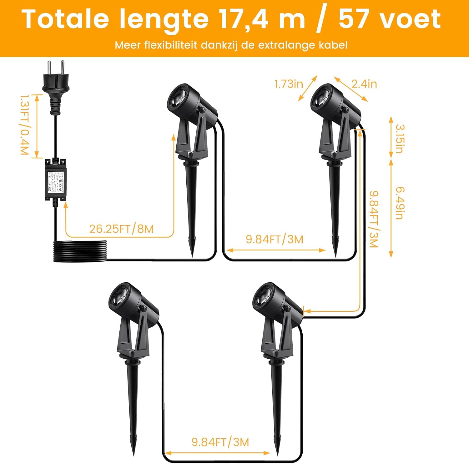 Thumbnail 6 de LONIUTO IL-SD-2215M4T tuinspots, 4 x 3 W, 3000 K, IP65