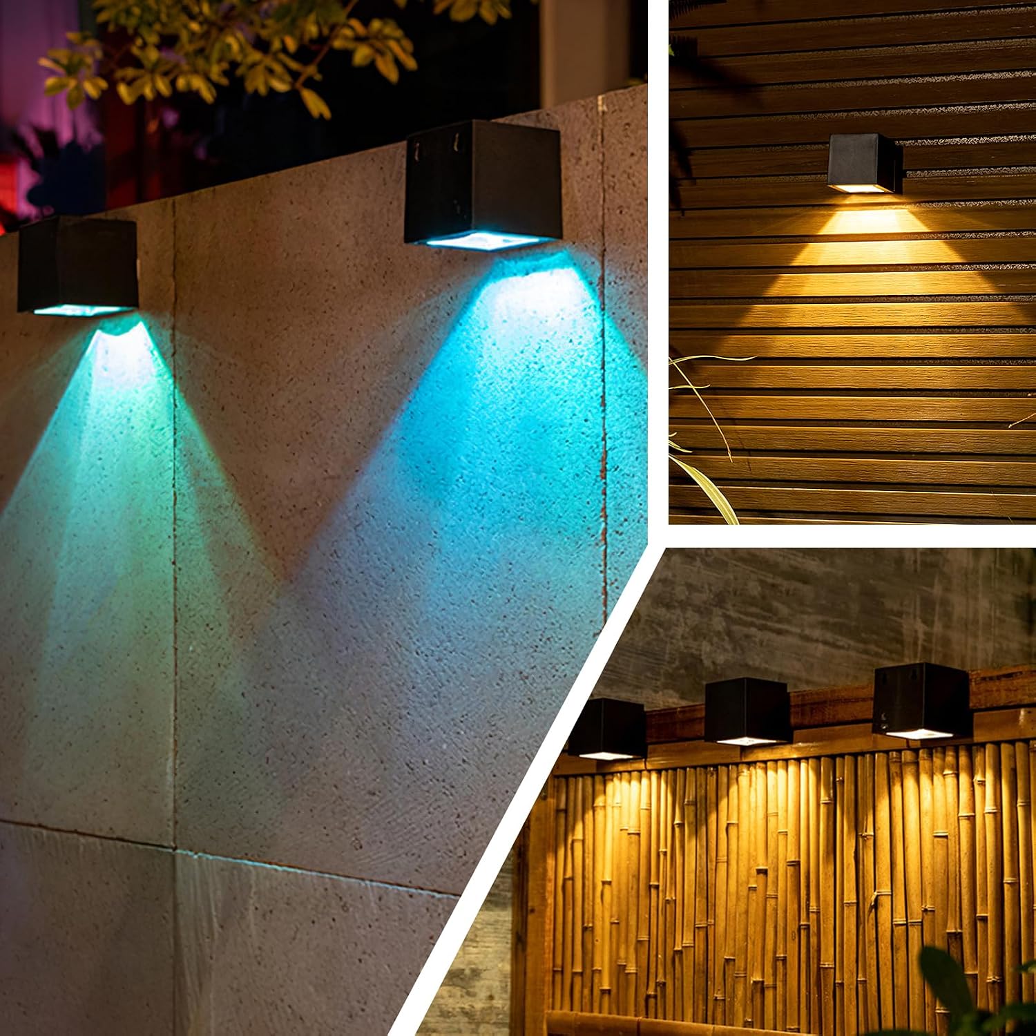 Detalle de Solar Wandleuchte Außen – 2er-Set mit Warmweiß & RGB, IP65