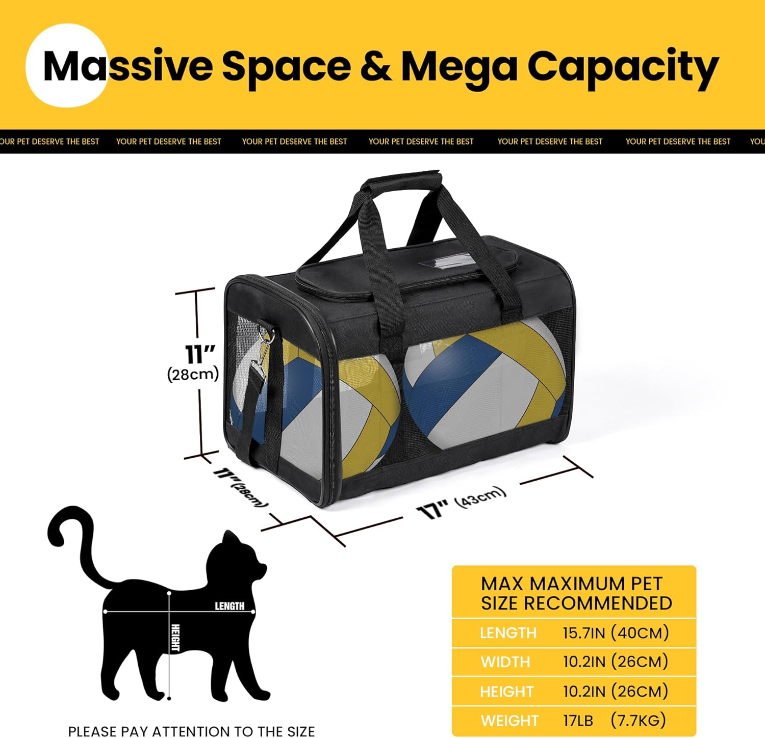 Detalle 2 de Conlun Cat Carrier Airline Approved 43x28x28 cm