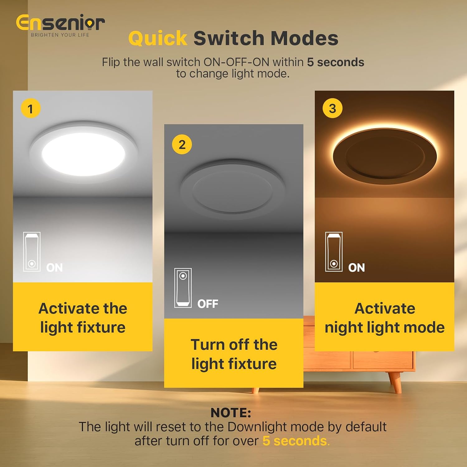Detalle 2 de Ensenior 6-Pack 6-Inch LED Recessed Lights with 5CCT and Night Light