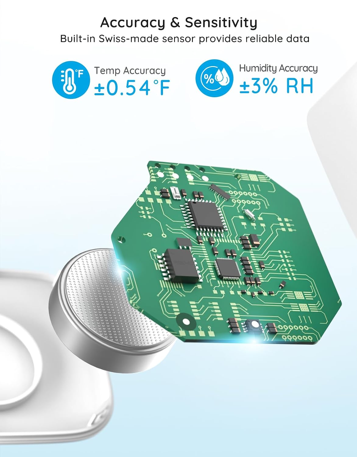 Detalle de GoveeLife 262ft Bluetooth Thermometer Hygrometer with app notifications and 2-year data export