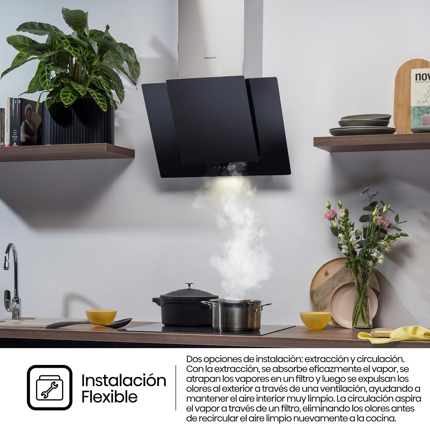 Thumbnail 6 de Hisense CH6IN6BXBG: Campana decorativa de 60 cm con extracción de 650 m³/h y iluminación LED