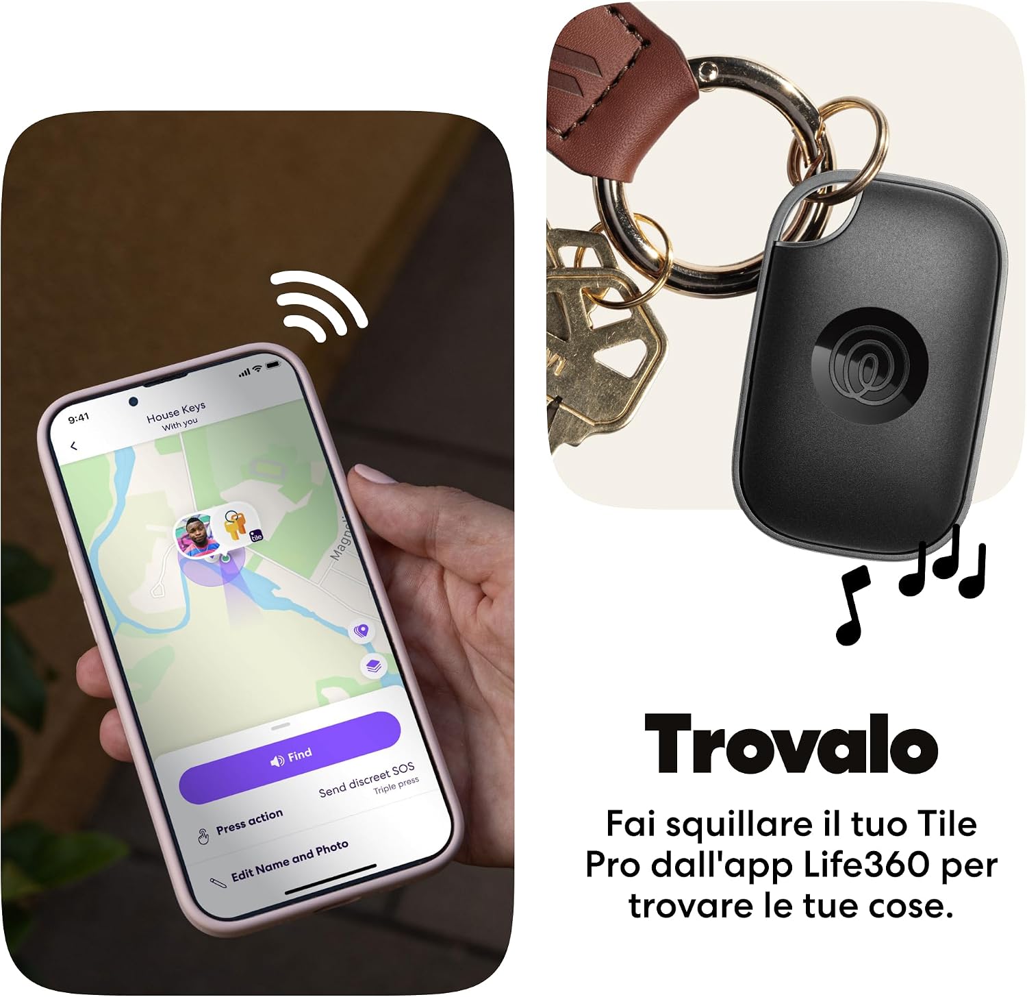 Detalle de Tile by Life360 Pro - Localizzatore Bluetooth per chiavi, borse e oggetti, con SOS e integrazione Life360