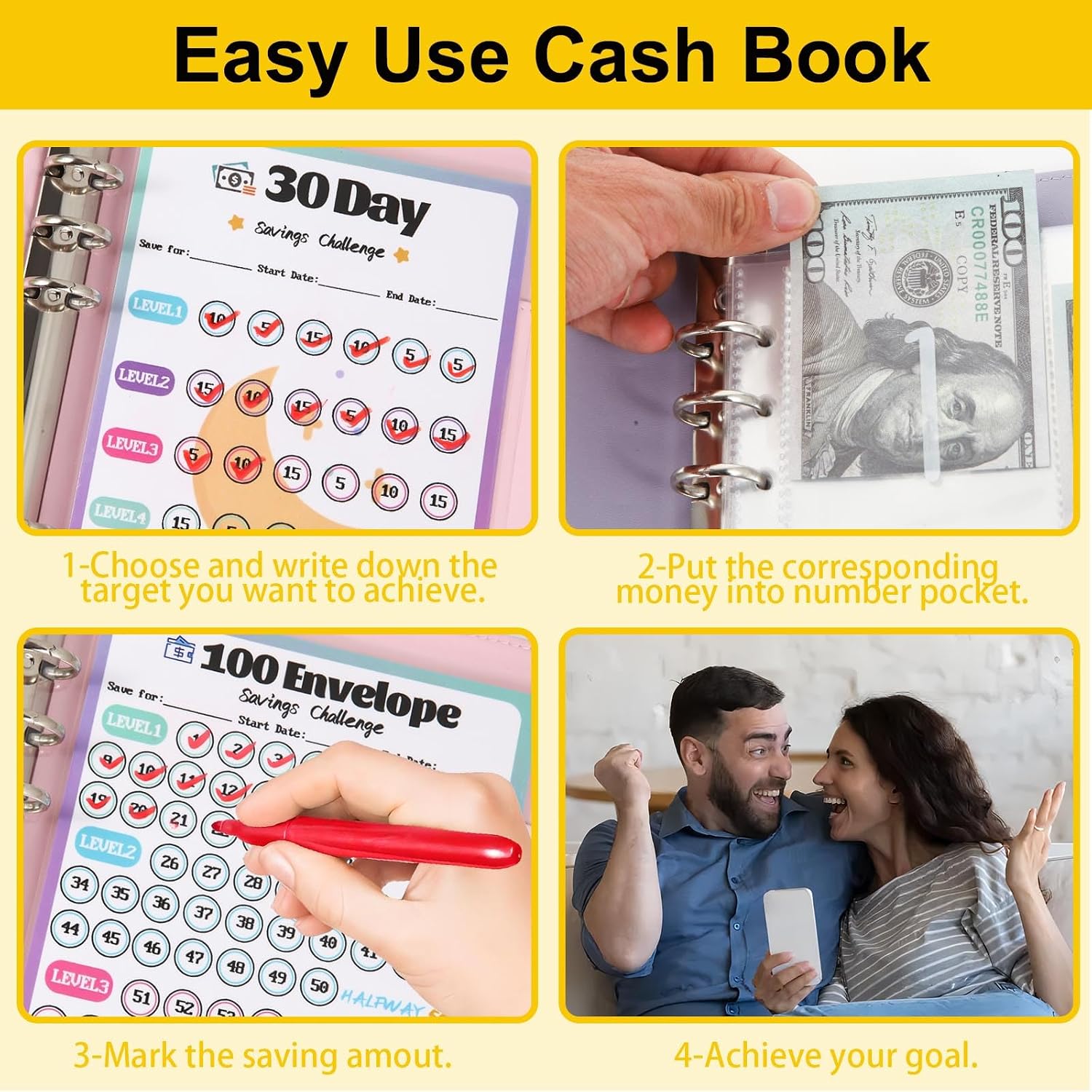 Thumbnail 6 de WINDESK Binder3trackerblk A5 Savings Challenge Binder with 3 Trackers