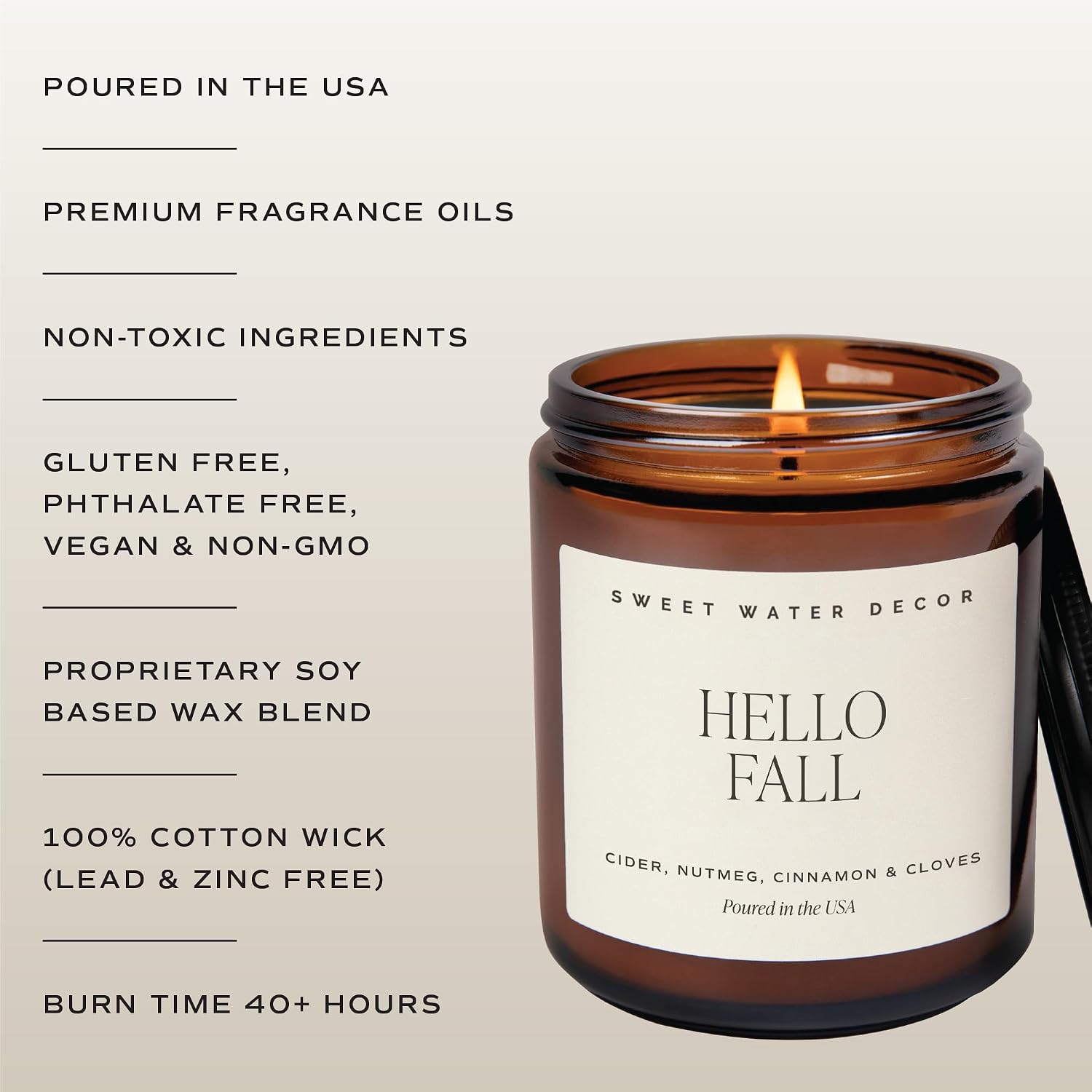 Thumbnail 6 de Sweet Water Decor Hello Fall 9 oz Soy Blend Candle, Amber Glass Jar