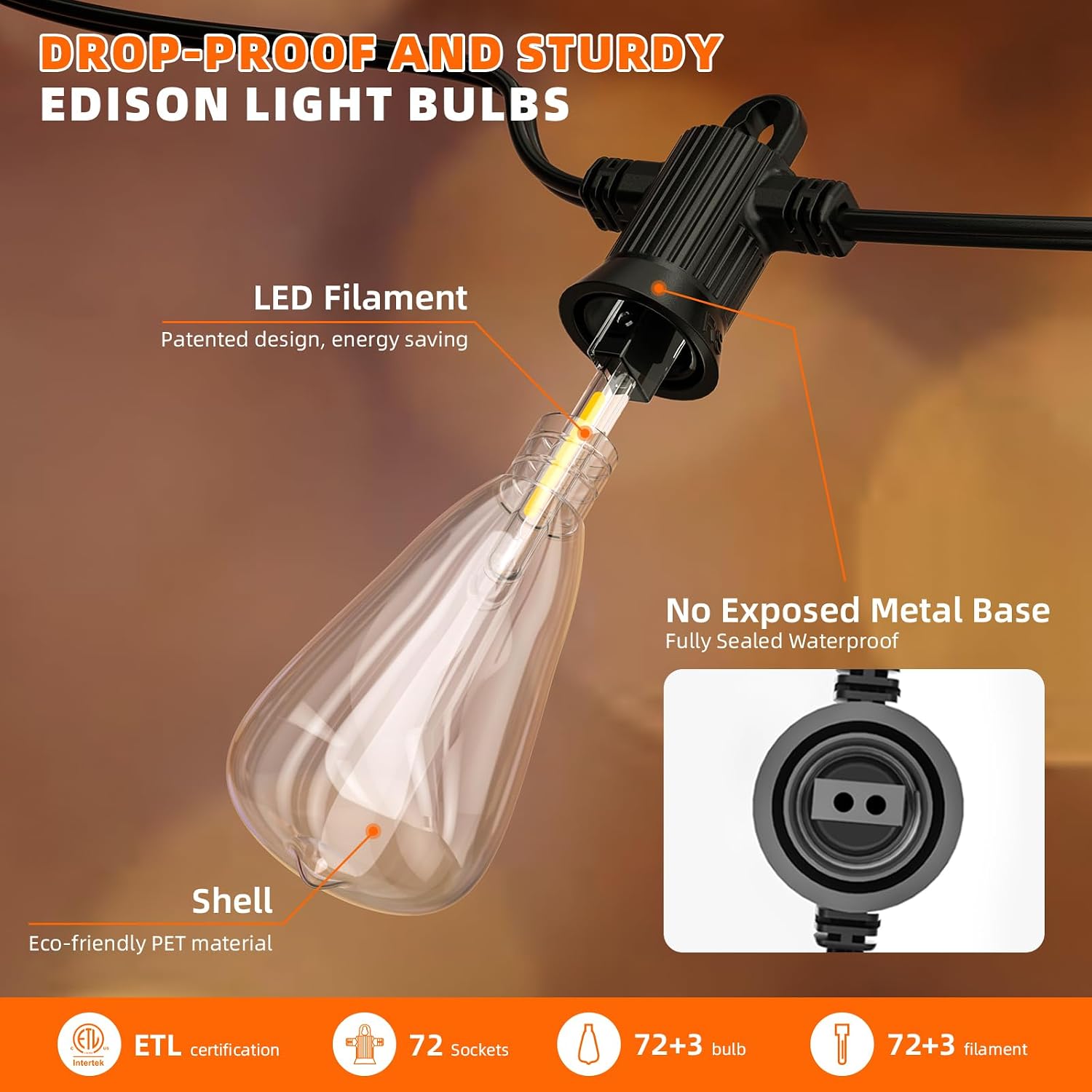 Detalle 1 de Kawaya Outdoor String Lights 150FT