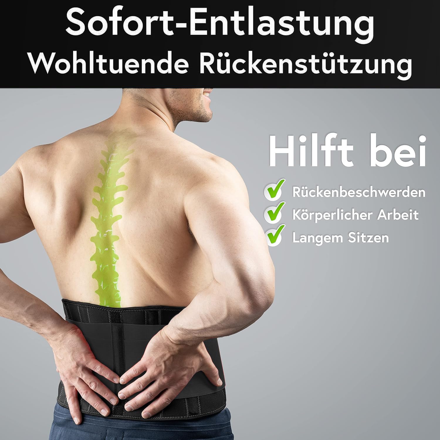 Detalle de VIGO SPORTS Rückenbandage (waschmaschinenfest) – wärmender Nierengurt mit Stützzonen gegen Rückenschmerzen