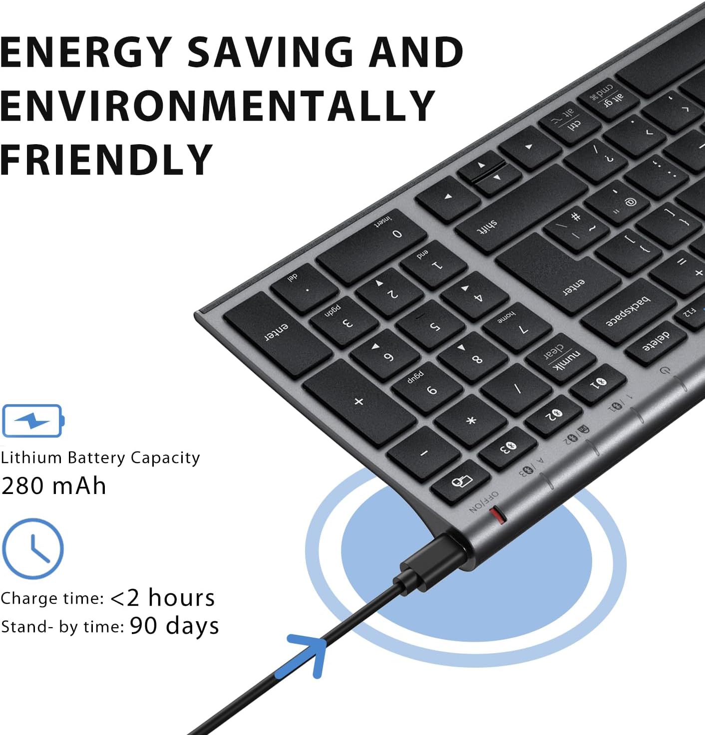 Detalle 2 de iClever Wireless Keyboard Slim Bluetooth UK layout ⌨