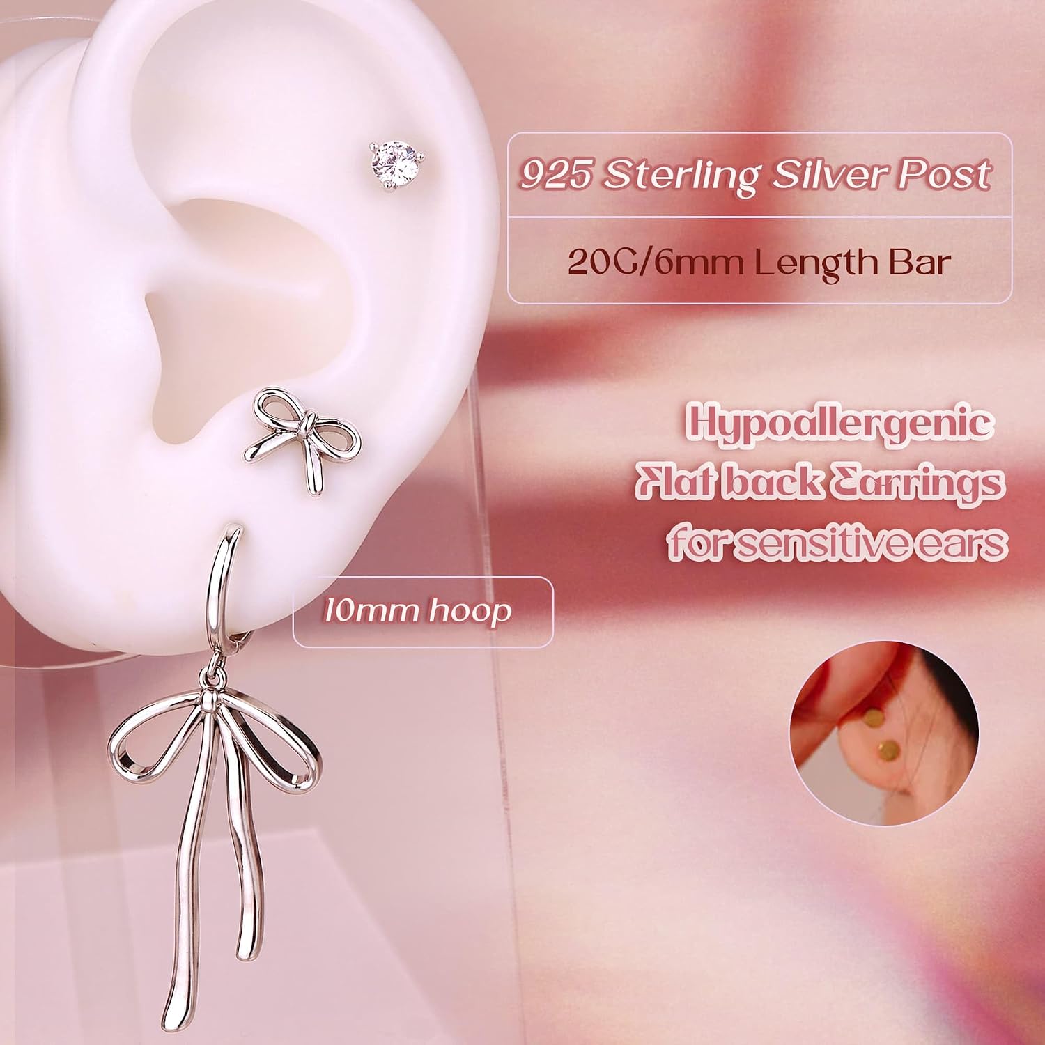 Detalle 2 de Bodybonita Schleife Ohrringe Set 3er