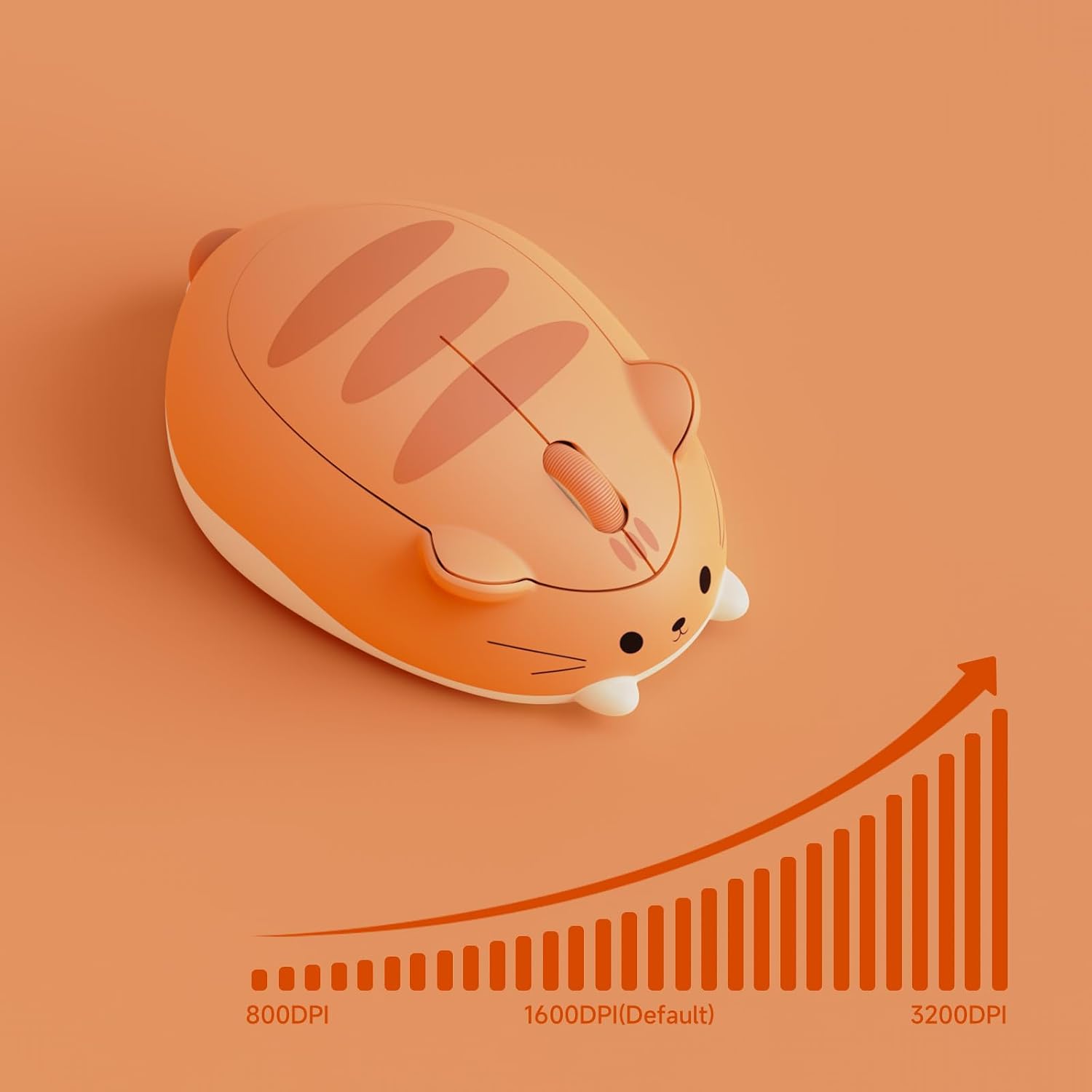 Detalle de Akko Wireless Gaming Mouse „Orange Kate“ – Tri-Mode (Bluetooth 3.0/5.0 & 2,4G) mit 3.200 DPI