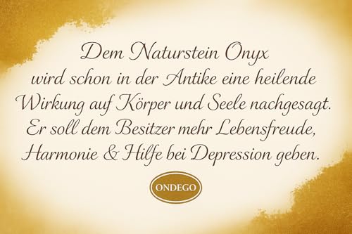 Detalle 2 de ONDEGO Armband TRAUZEUGE ONYX Naturstein schwarz matt – S Größe, personalisiert Herren