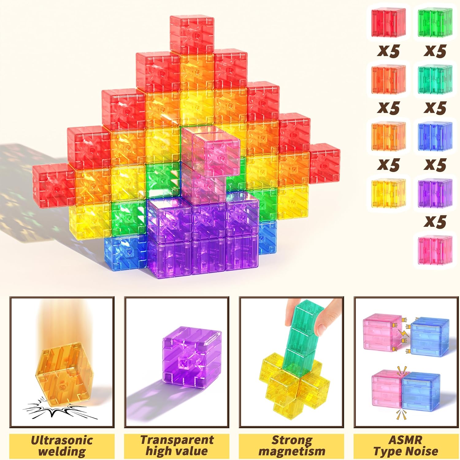 Thumbnail 1 de Apluses 45PCS Magnetic Blocks 45-piece set for toddlers 🧩