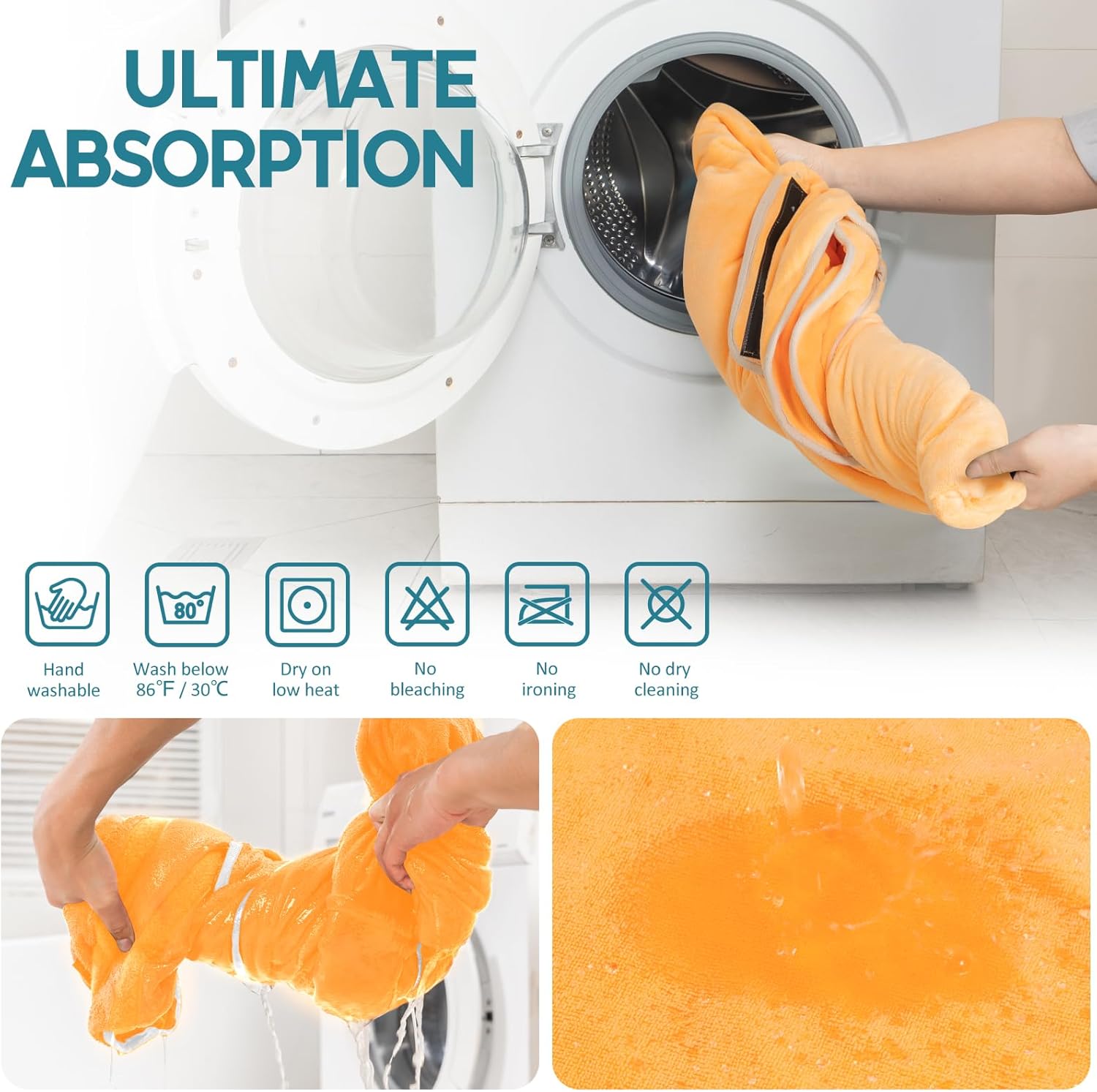 Thumbnail 6 de Avont Dog Drying Coat Microfibre Bath Robe Towel with Hood & Belly Straps (XL) - Yellow