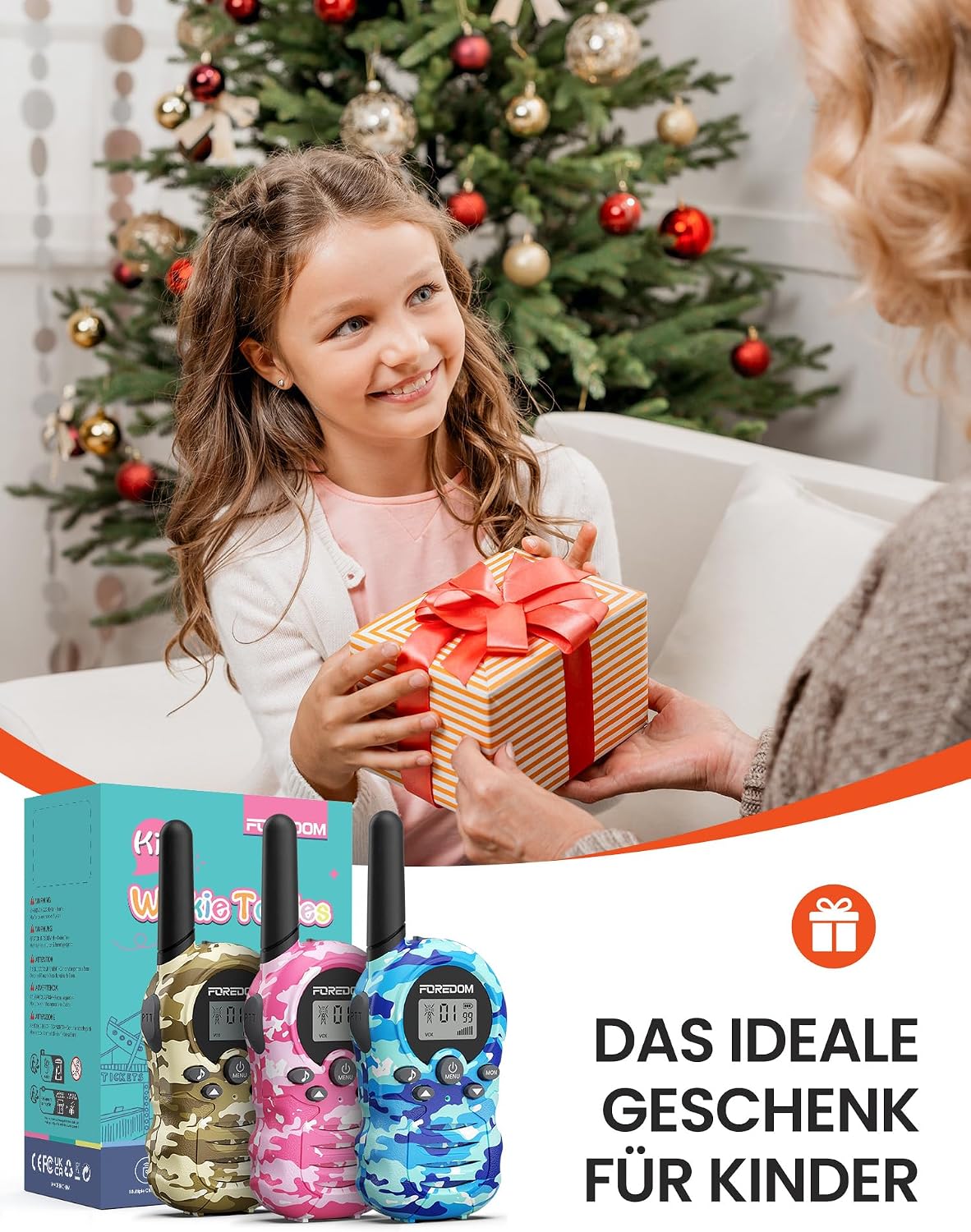 Detalle de FOREDOM Walkie-Talkies für Kinder – 3er-Set Funkgeräte (3 bis 12 Jahre) für Outdoor-Abenteuer