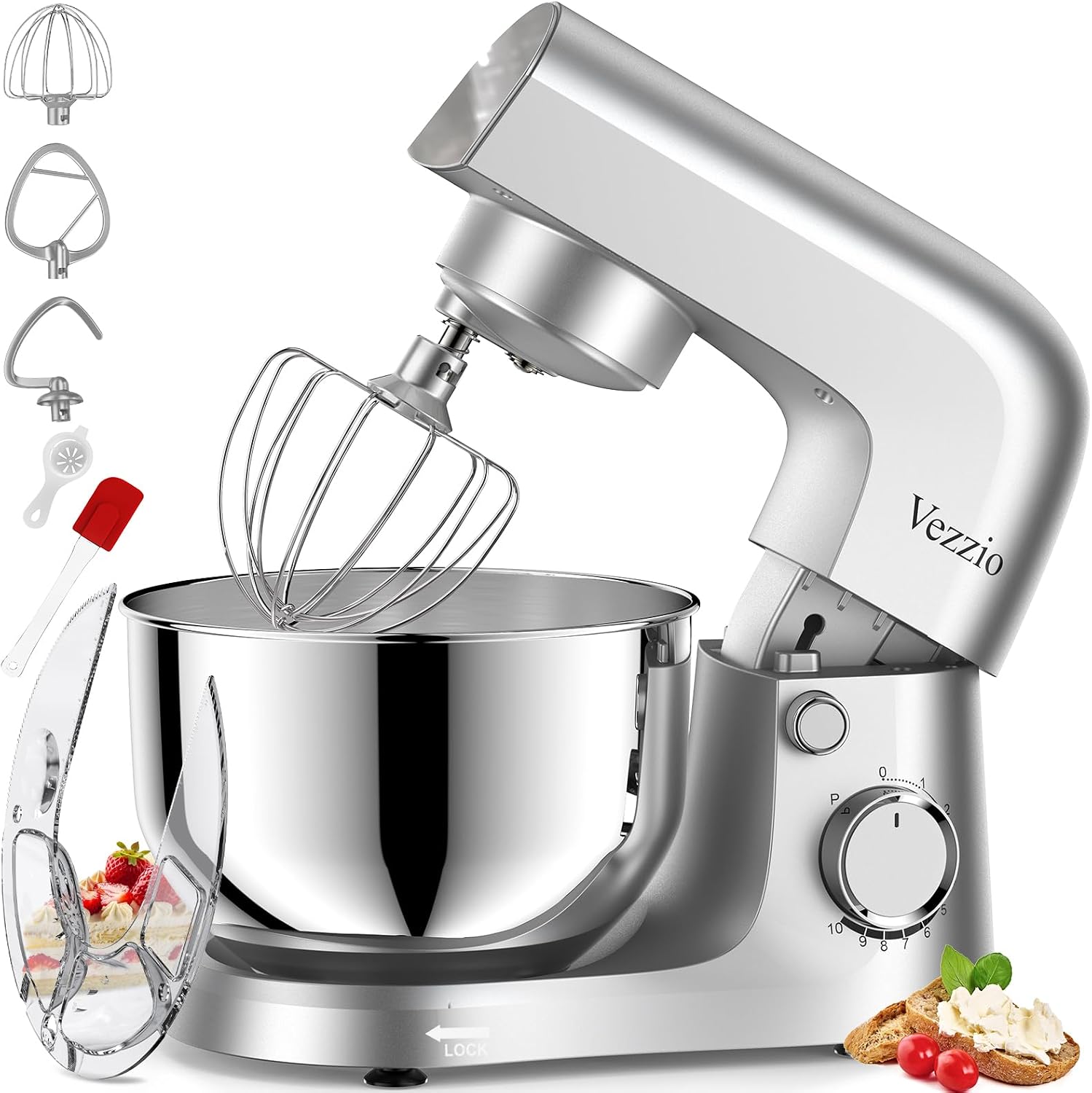 Thumbnail 6 de Vezzio Small Stand Mixer (4.5L) 1500W 10-Speed Kitchen Cake Mixer – Green