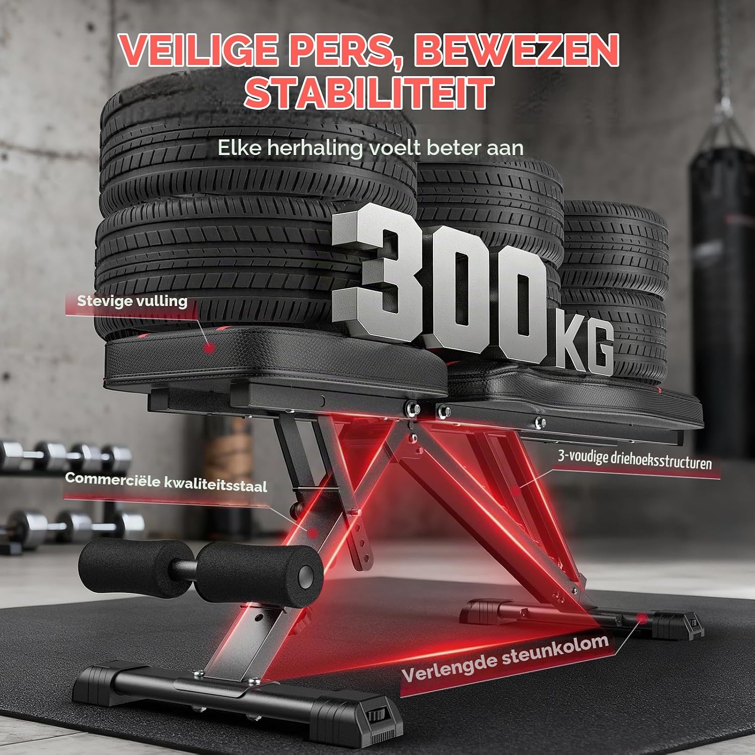 Detalle de FLYBIRD WB2 verstelbare halterbank, inklapbaar en belastbaar tot 300 kg