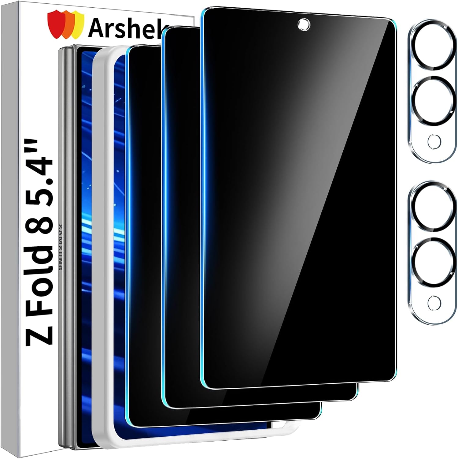 Detalle de Arshek Privacy Screen Protector for Galaxy Z Fold 8, 9H Tempered Glass