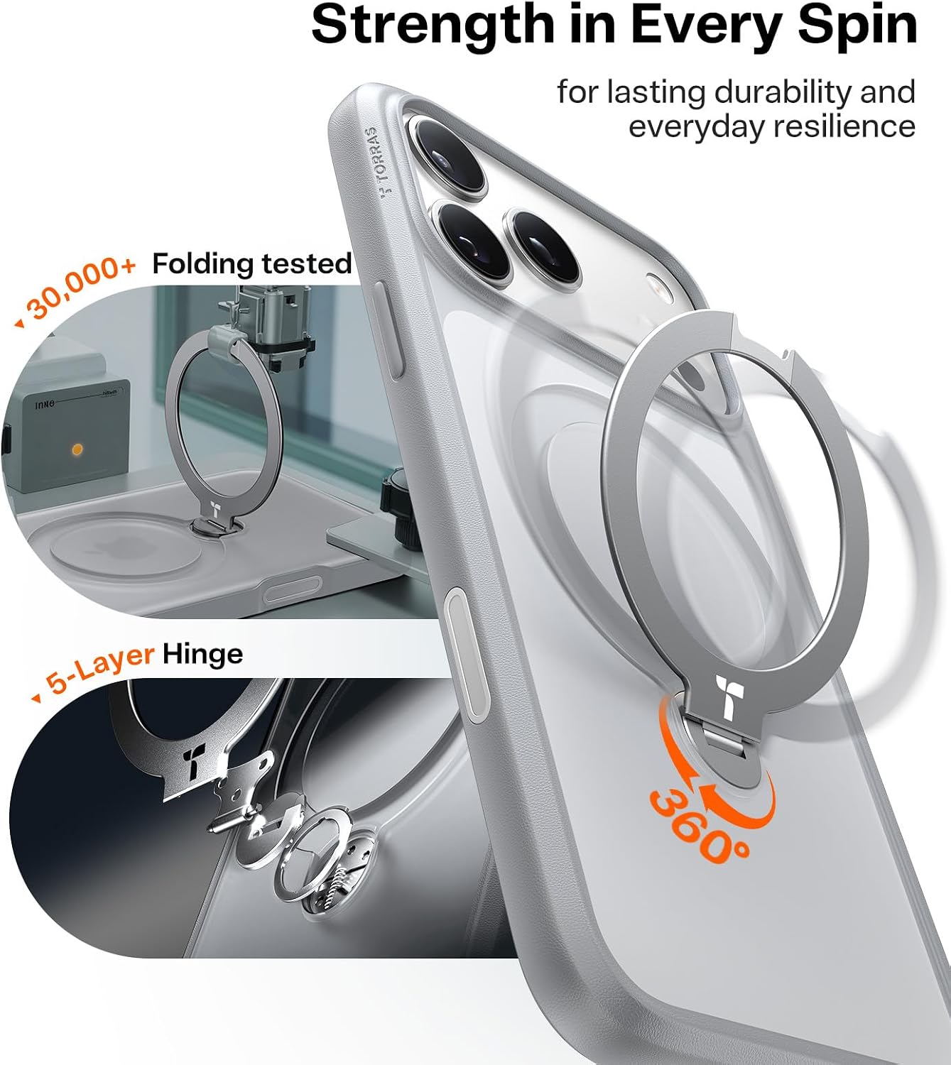 Thumbnail 3 de TORRAS Ostand Q3 Spin for iPhone 17 Pro Case with 360 Magnetic Stand