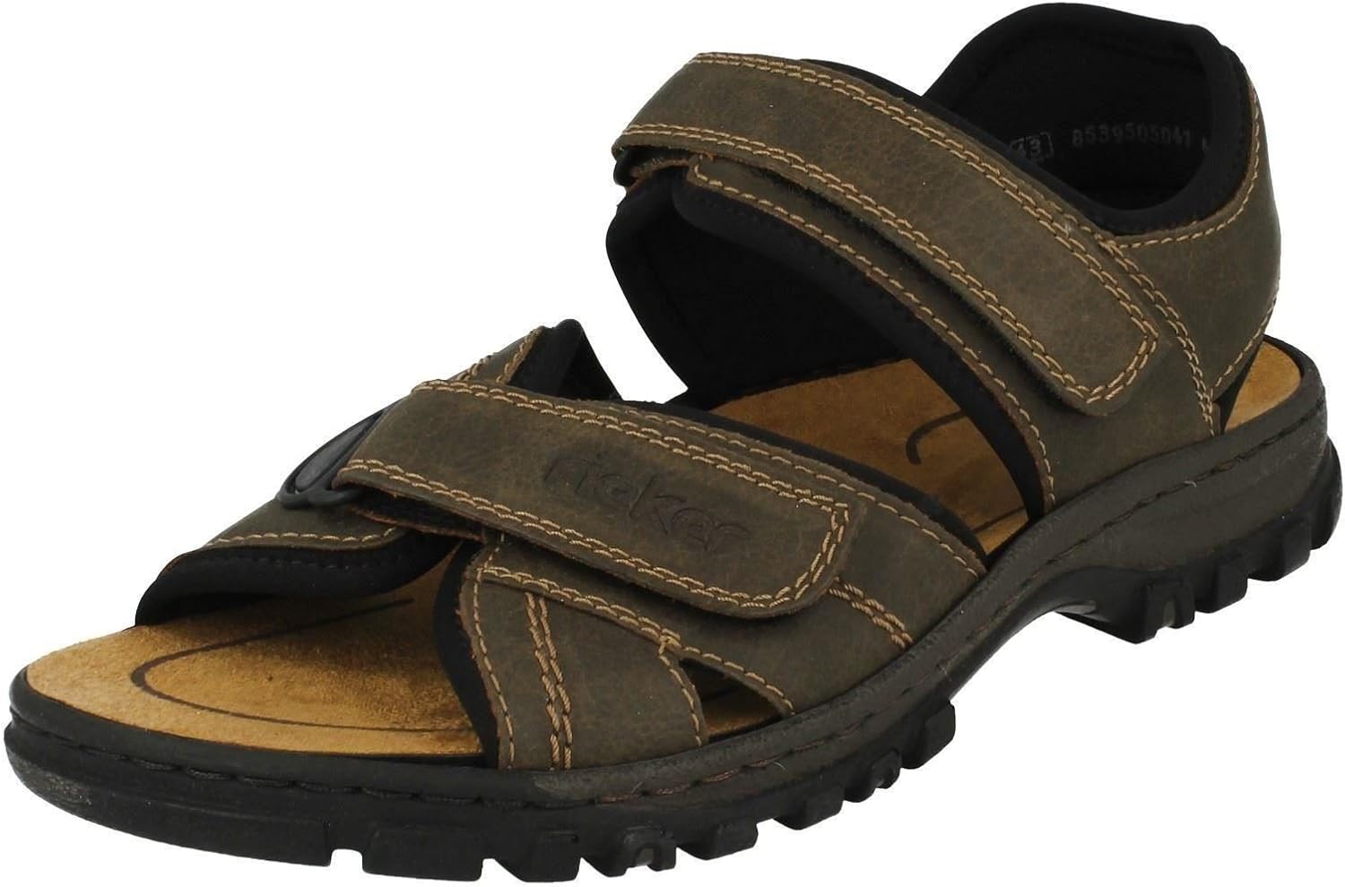 Detalle de Rieker 25051-01 Herren Sandale aus Synthetik in Schwarz – bequem & robust