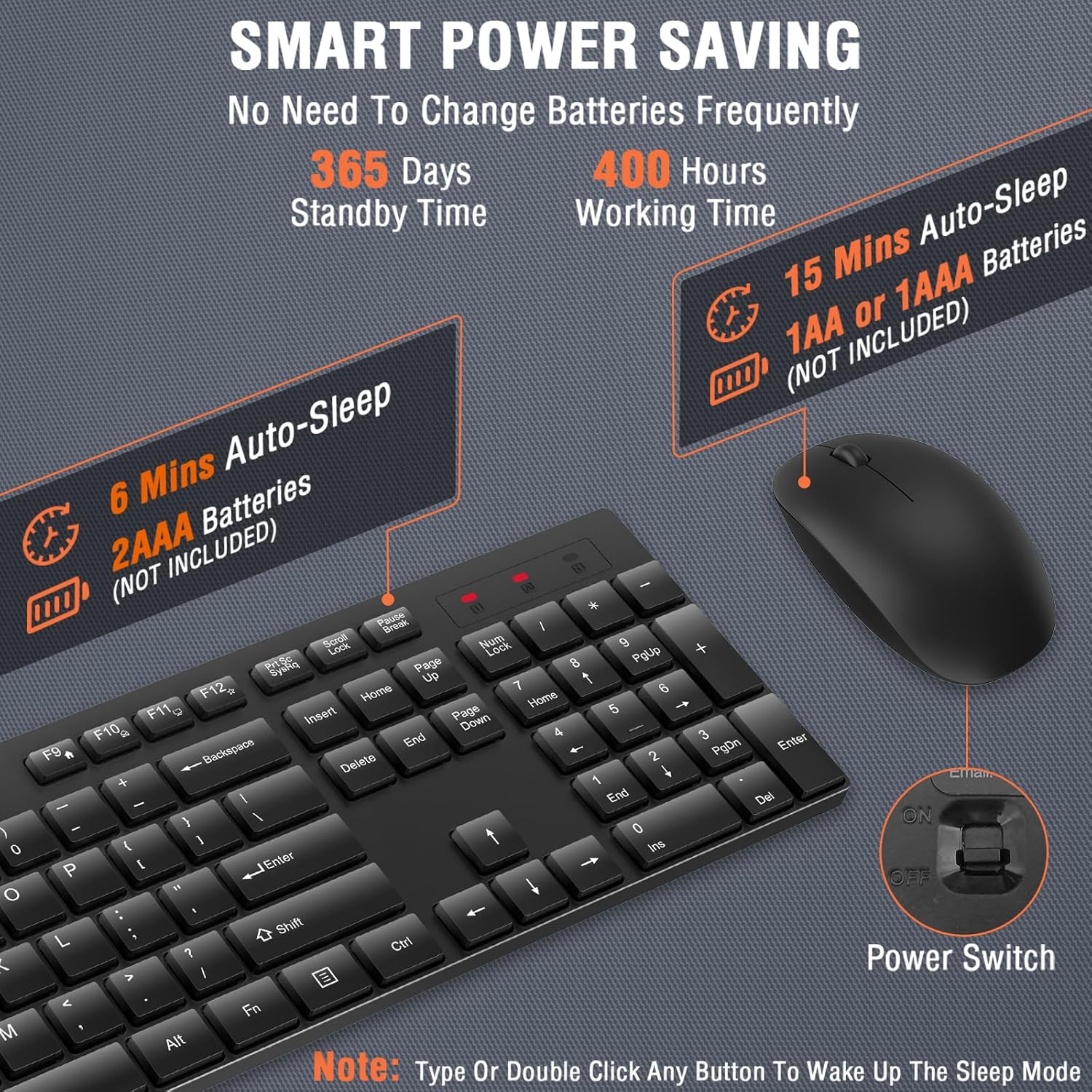 Thumbnail 3 de EDJO Silent Wireless Keyboard Mouse 33 ft ⌨