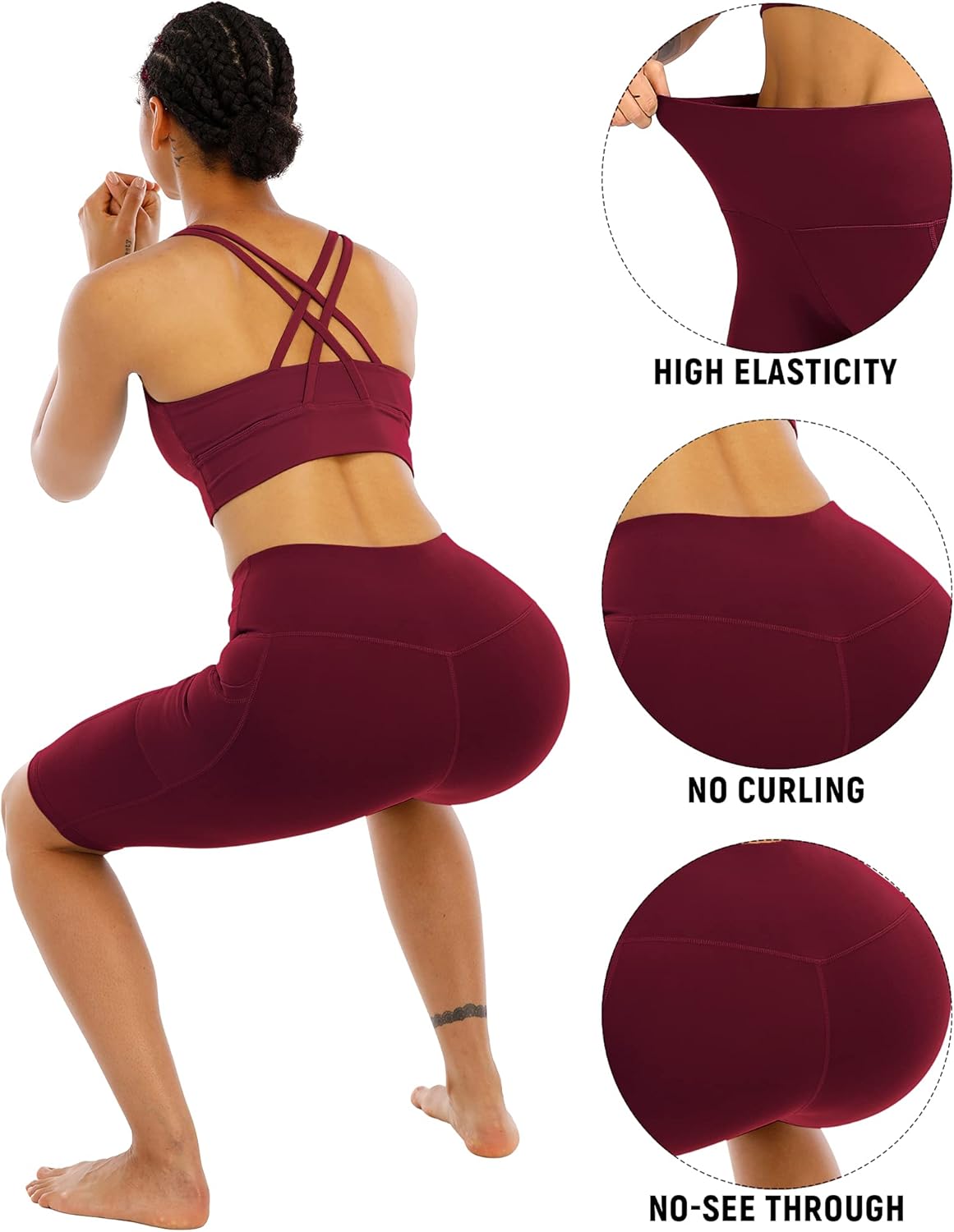Thumbnail 3 de WHOUARE 4 Pack Biker Yoga Shorts with Pockets for Women