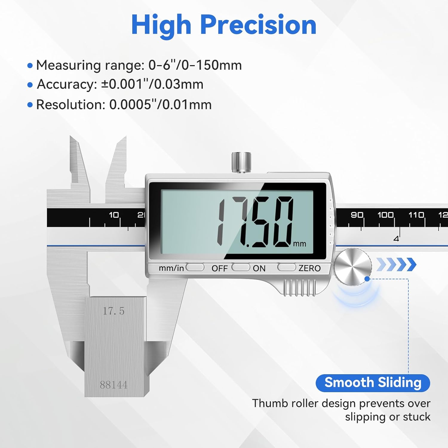 Detalle 2 de Housolution 8" Digital Caliper โ Stainless Measuring Tool ๐