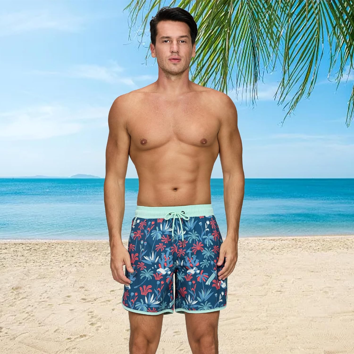 Thumbnail 6 de TMEOG Costume uomo mare: pantaloncini da bagno con tasche e coulisse
