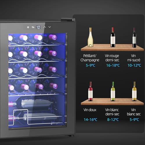 Thumbnail 8 de HOMCOM Cave à Vin 20 Bouteilles 53L – Réfrigérateur à Vin Silencieux Noir
