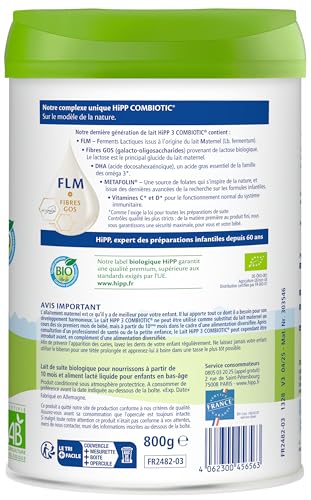 Thumbnail 7 de HiPP Combiotic FLM Lait 3 Croissance Bio – boîte 800 g