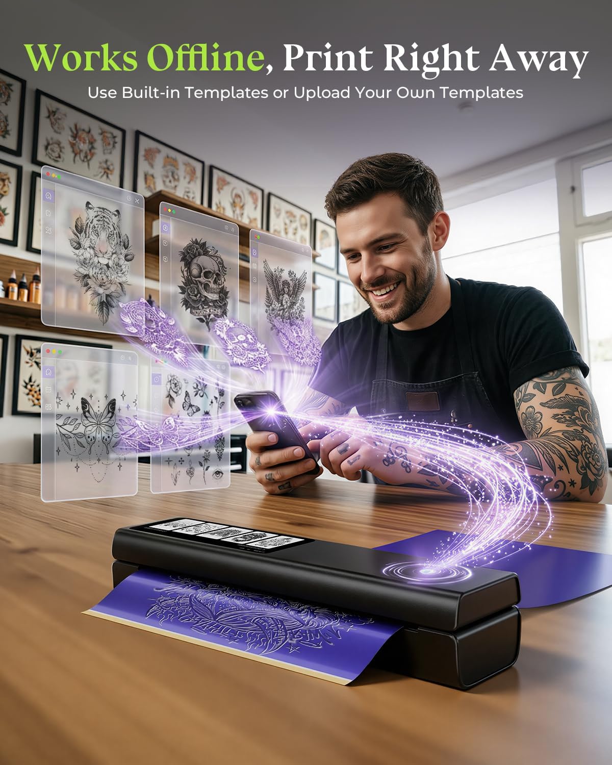 Detalle de Phomemo tattoo stencil printer with 5-inch touchscreen