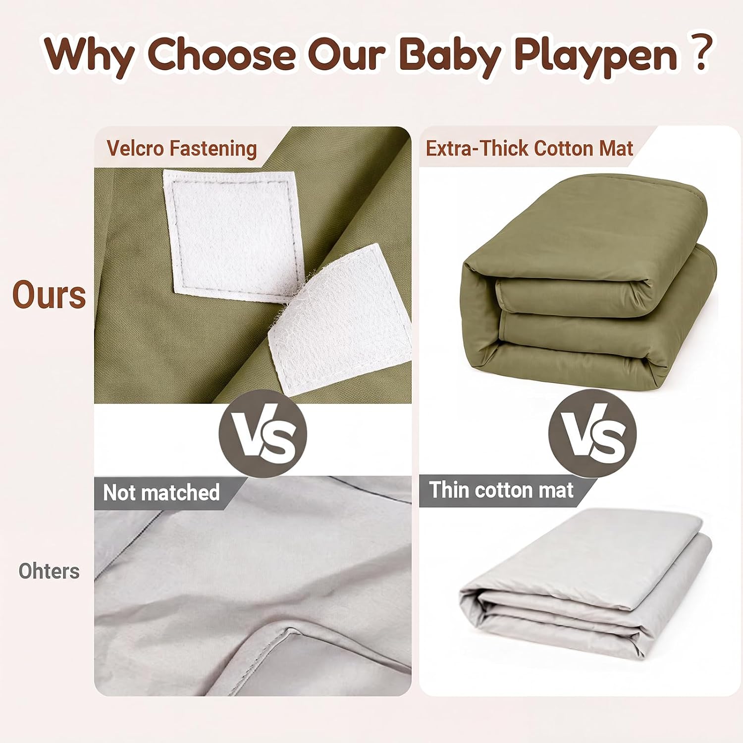 Thumbnail 2 de JevrJeur Foldable Baby Playpen with Mat, 71" × 59", Breathable Mesh