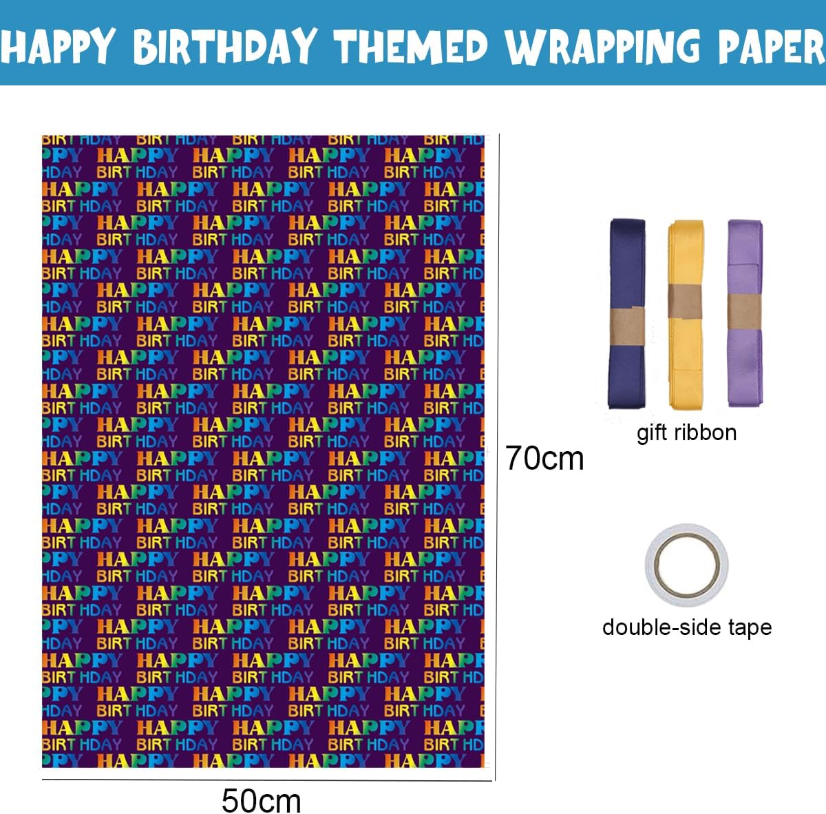Thumbnail 4 de 12 Sheets Birthday Wrapping Paper 50x70cm